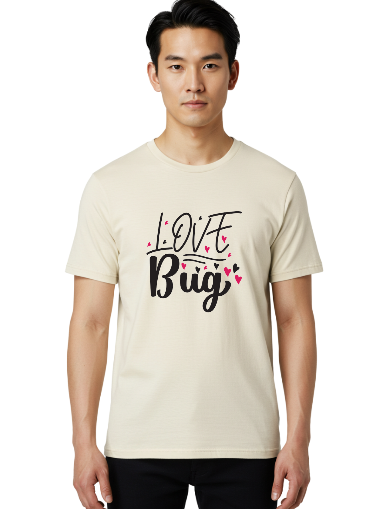 Love Bug Men'S Graphic Tee, 100% Cotton, Comfortable Casual Summer Wear, Machine Washable, Love Bug, Cute Typography, Hand Drawn Hearts, Pink Hearts, Valentines Day, Romance, Lovely, Charming Aae465 12