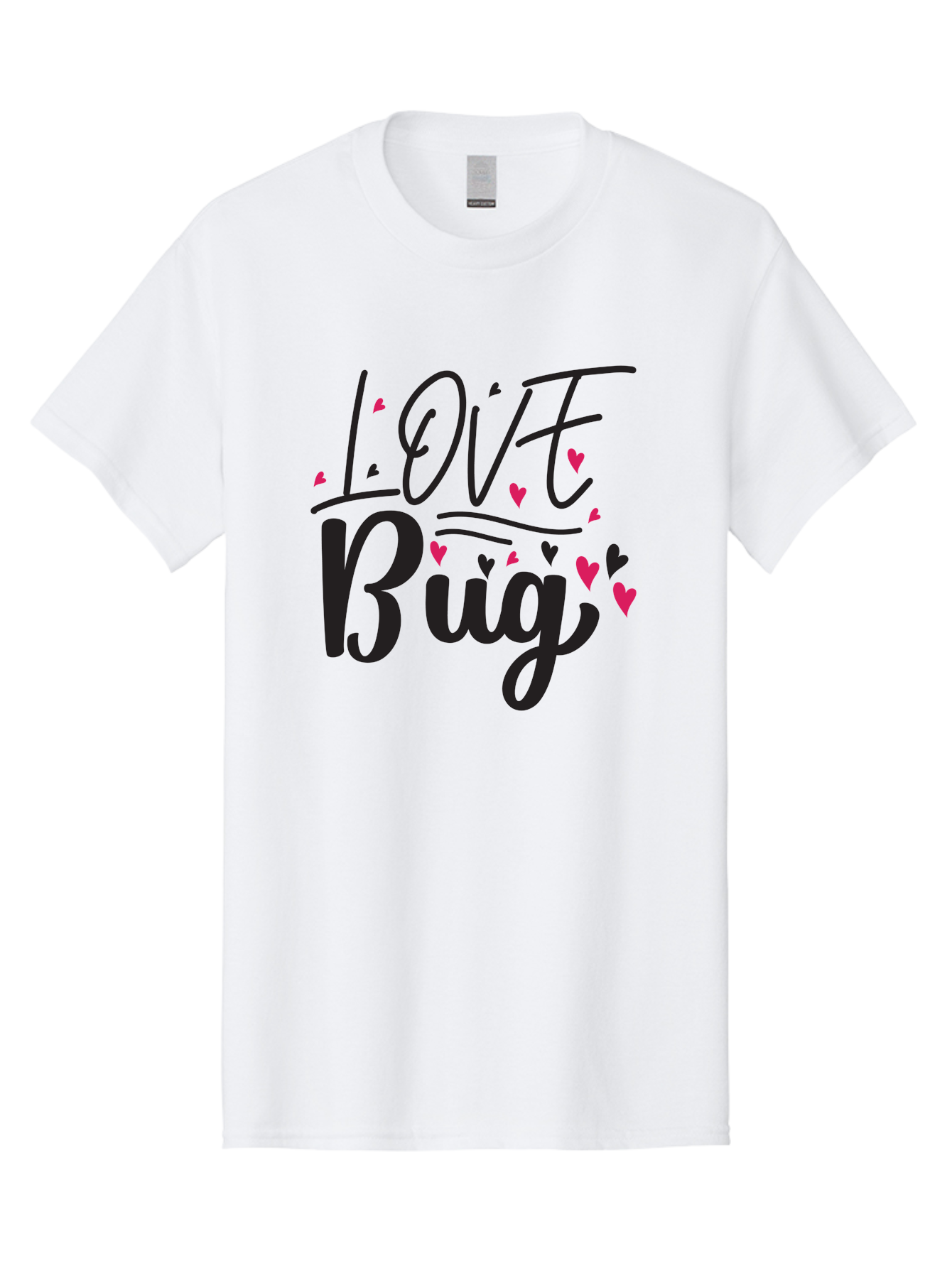 Love Bug Men'S Graphic Tee, 100% Cotton, Comfortable Casual Summer Wear, Machine Washable, Love Bug, Cute Typography, Hand Drawn Hearts, Pink Hearts, Valentines Day, Romance, Lovely, Charming Aae465 25