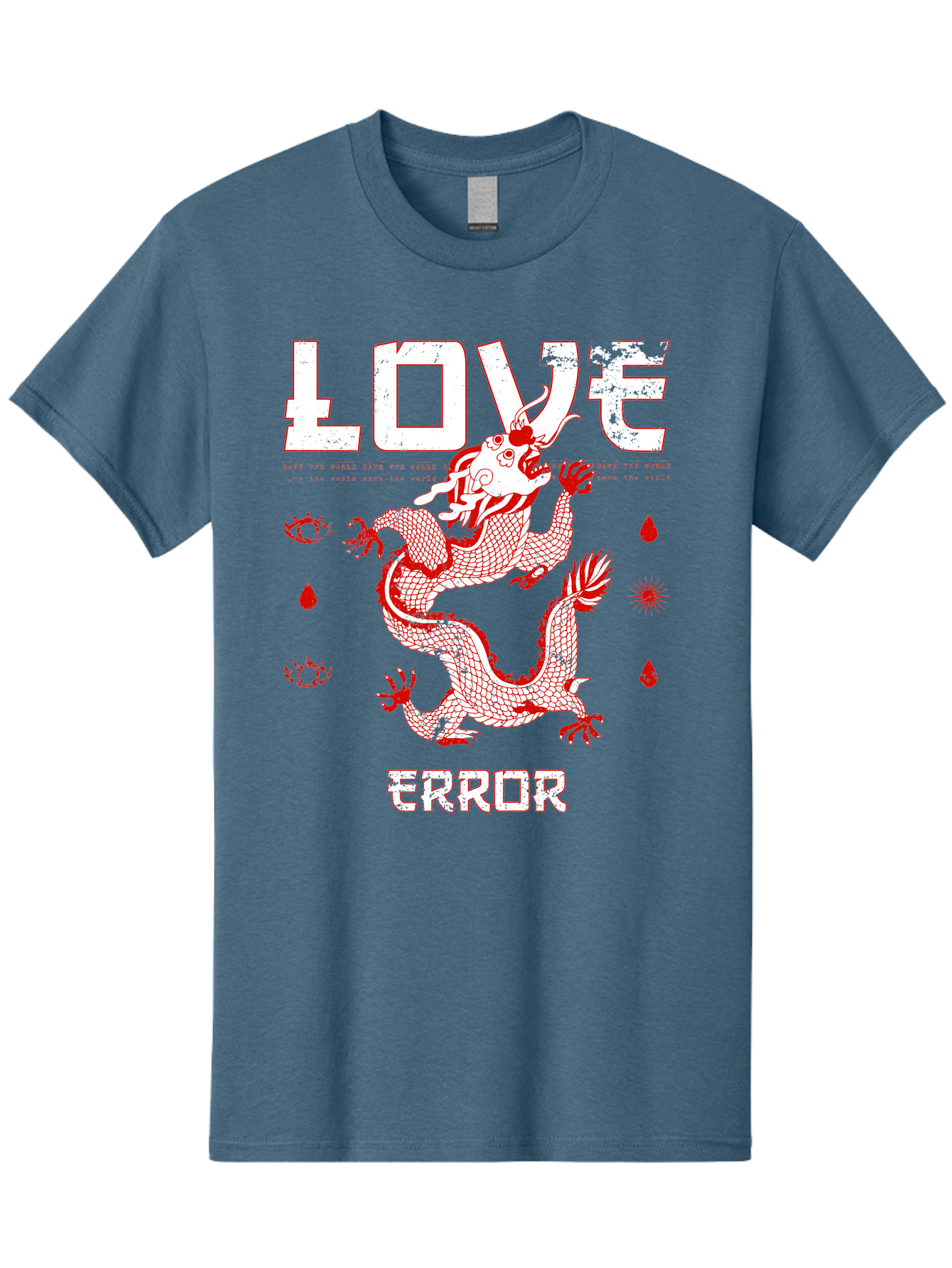 Love Error Men'S Graphic Tee, 100% Cotton, Comfortable Casual Summer Wear, Machine Washable, Dragon Graphic, Love Error Message, Red Dragon Illustration, Bold Typography, Abstract Shapes, Symbolic Art, Emotional Expression, Edgy Design Aae466 5