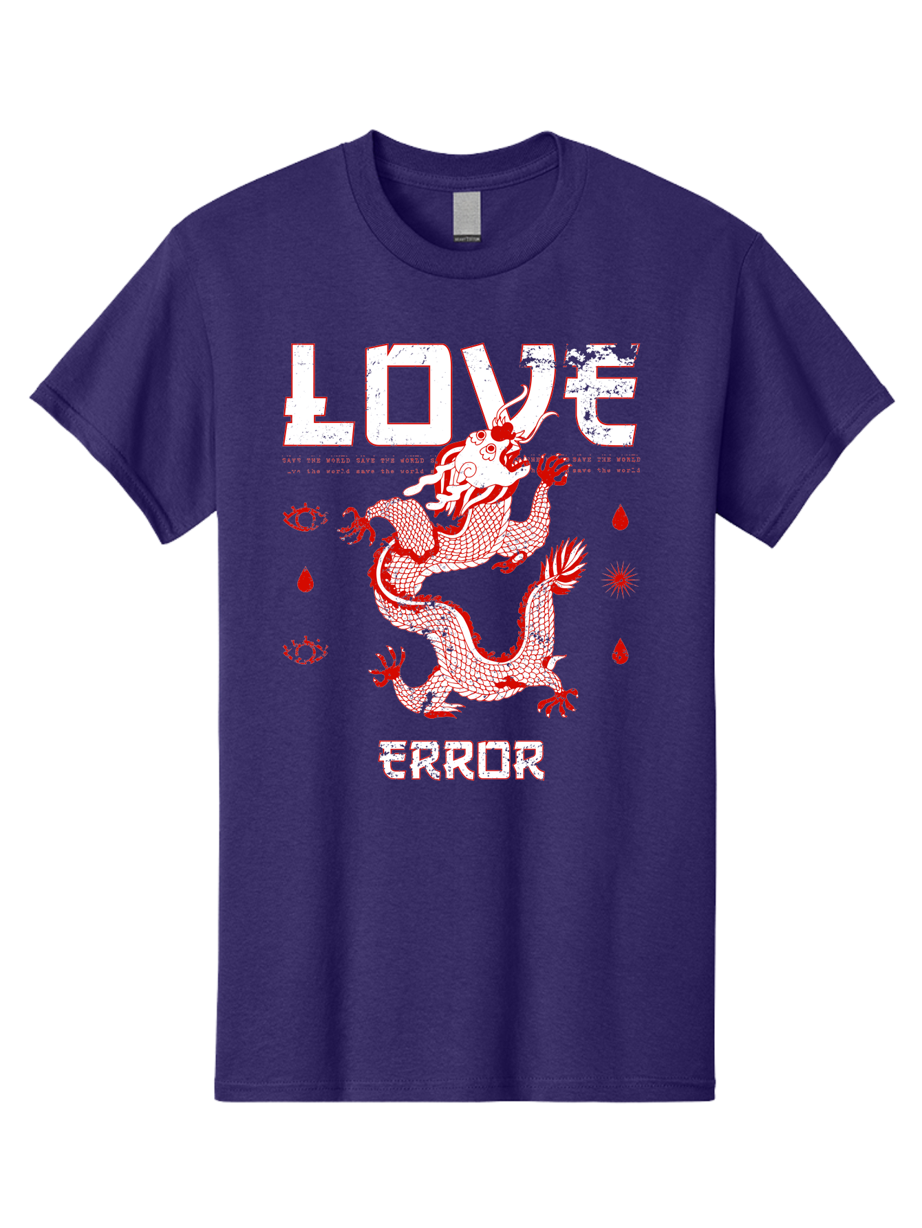Love Error Men'S Graphic Tee, 100% Cotton, Comfortable Casual Summer Wear, Machine Washable, Dragon Graphic, Love Error Message, Red Dragon Illustration, Bold Typography, Abstract Shapes, Symbolic Art, Emotional Expression, Edgy Design Aae466 17