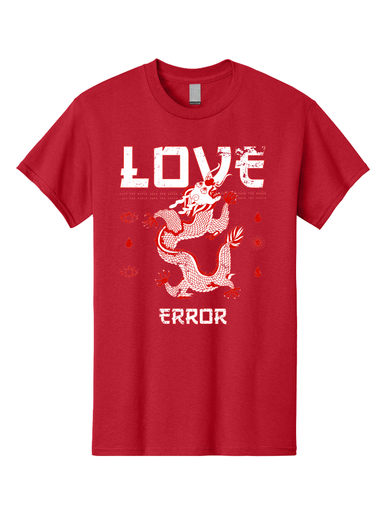 Love Error Men'S Graphic Tee, 100% Cotton, Comfortable Casual Summer Wear, Machine Washable, Dragon Graphic, Love Error Message, Red Dragon Illustration, Bold Typography, Abstract Shapes, Symbolic Art, Emotional Expression, Edgy Design Aae466 11