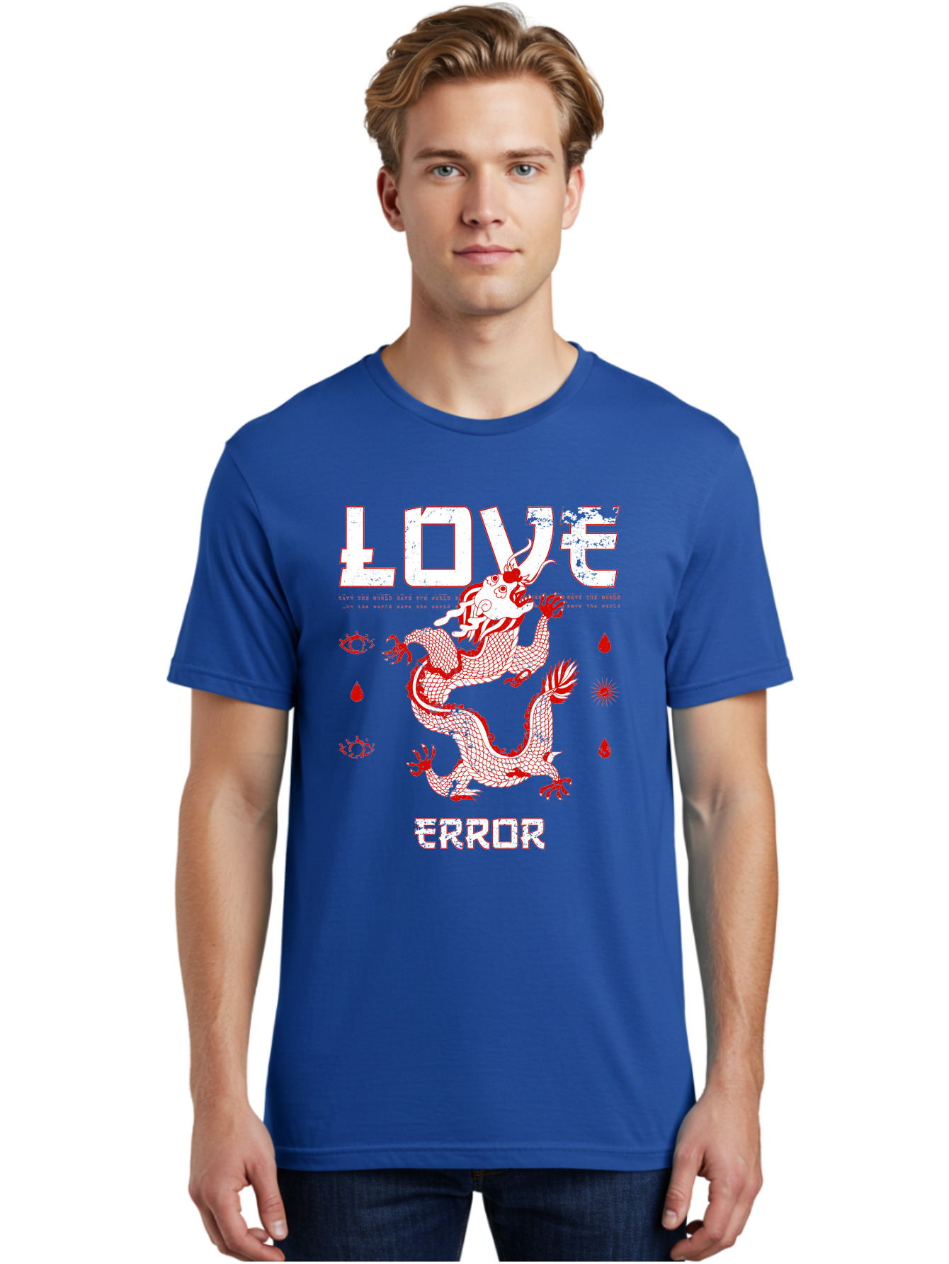 Love Error Men'S Graphic Tee, 100% Cotton, Comfortable Casual Summer Wear, Machine Washable, Dragon Graphic, Love Error Message, Red Dragon Illustration, Bold Typography, Abstract Shapes, Symbolic Art, Emotional Expression, Edgy Design Aae466 10