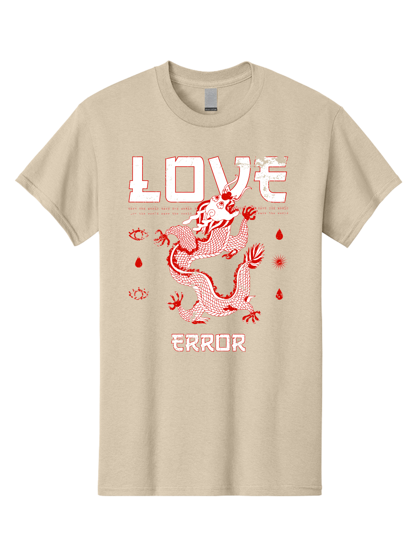 Love Error Men'S Graphic Tee, 100% Cotton, Comfortable Casual Summer Wear, Machine Washable, Dragon Graphic, Love Error Message, Red Dragon Illustration, Bold Typography, Abstract Shapes, Symbolic Art, Emotional Expression, Edgy Design Aae466 15
