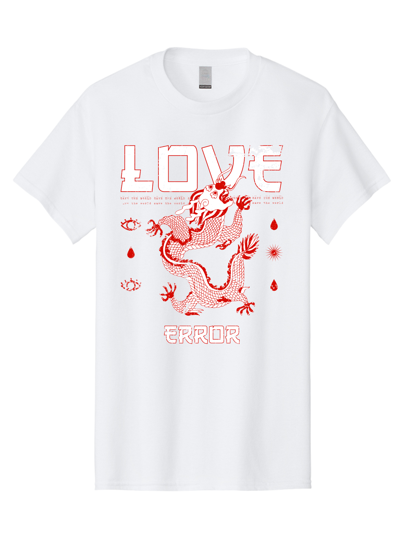 Love Error Men'S Graphic Tee, 100% Cotton, Comfortable Casual Summer Wear, Machine Washable, Dragon Graphic, Love Error Message, Red Dragon Illustration, Bold Typography, Abstract Shapes, Symbolic Art, Emotional Expression, Edgy Design Aae466 13