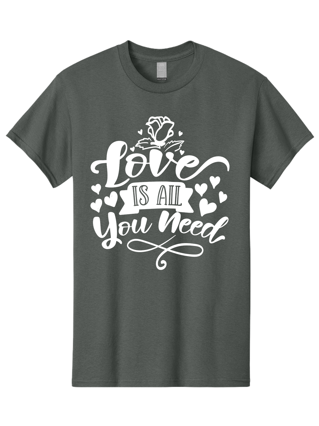 Love Is All You Need White Men'S Graphic Tee, 100% Cotton, Comfortable Casual Summer Wear, Machine Washable, Love Quote, Inspirational Quote, Motivational Quote, Typography, Hearts, Roses, Love Is All You Need, Inspirational Message, Aae468 27