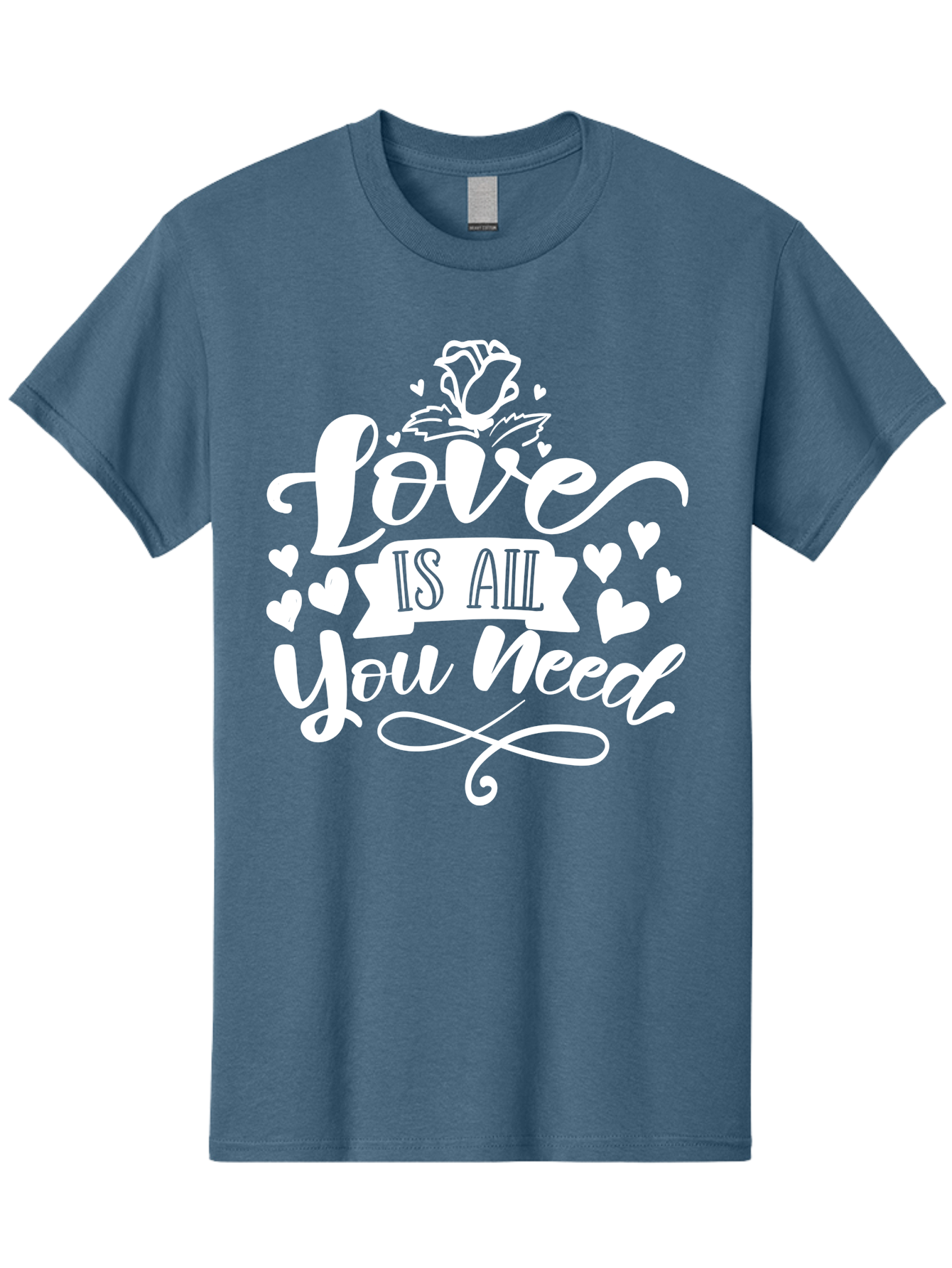 Love Is All You Need White Men'S Graphic Tee, 100% Cotton, Comfortable Casual Summer Wear, Machine Washable, Love Quote, Inspirational Quote, Motivational Quote, Typography, Hearts, Roses, Love Is All You Need, Inspirational Message, Aae468 7