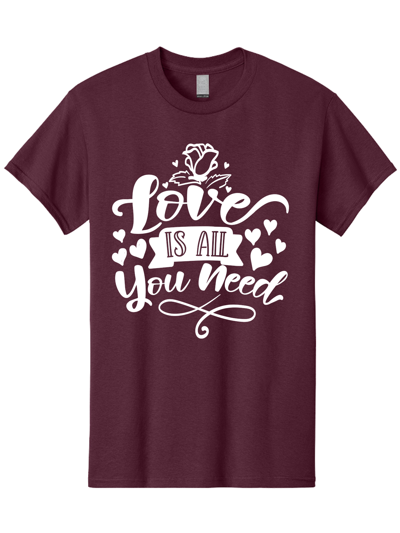 Love Is All You Need White Men'S Graphic Tee, 100% Cotton, Comfortable Casual Summer Wear, Machine Washable, Love Quote, Inspirational Quote, Motivational Quote, Typography, Hearts, Roses, Love Is All You Need, Inspirational Message, Aae468 15