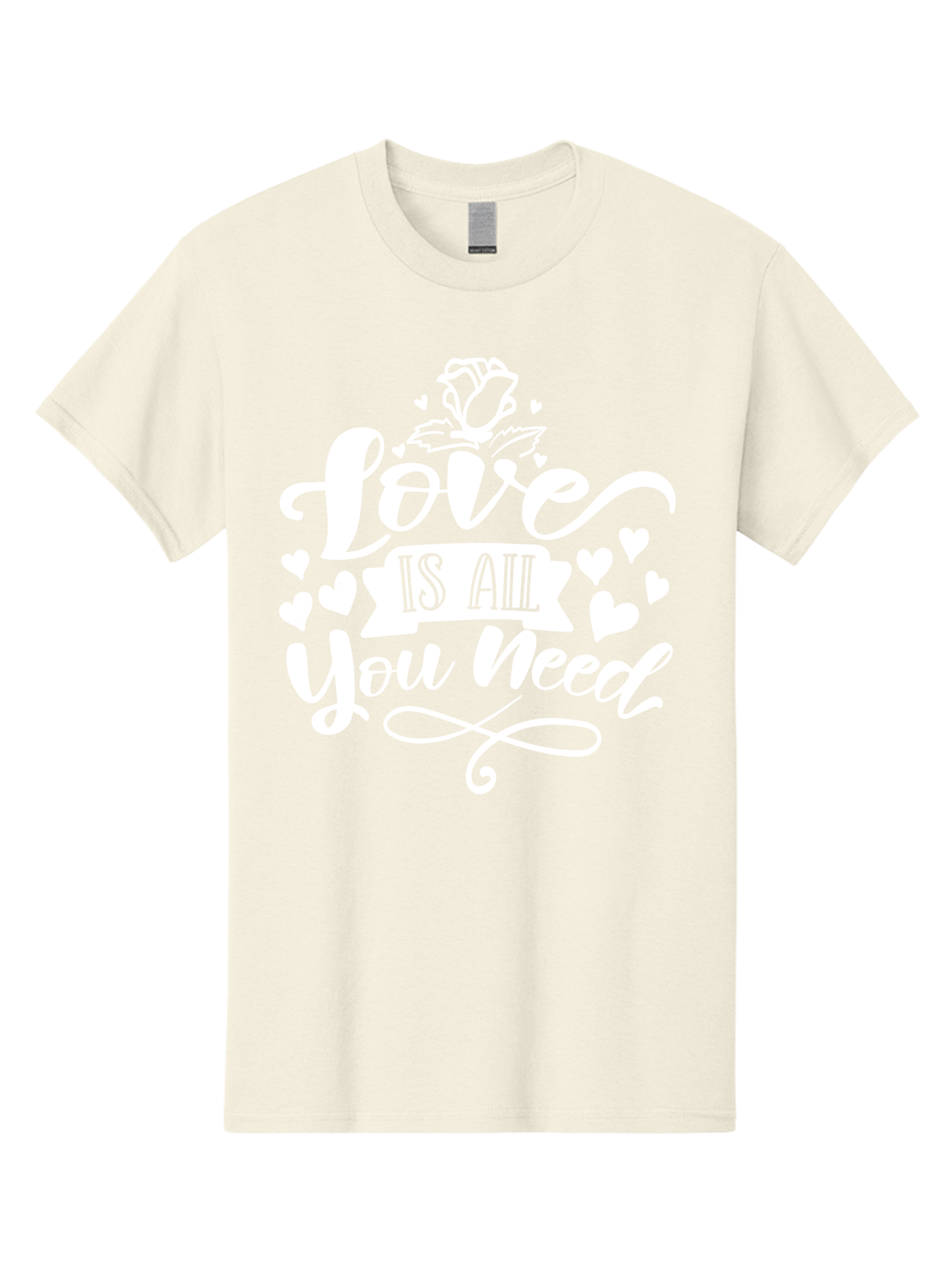 Love Is All You Need White Men'S Graphic Tee, 100% Cotton, Comfortable Casual Summer Wear, Machine Washable, Love Quote, Inspirational Quote, Motivational Quote, Typography, Hearts, Roses, Love Is All You Need, Inspirational Message, Aae468 17