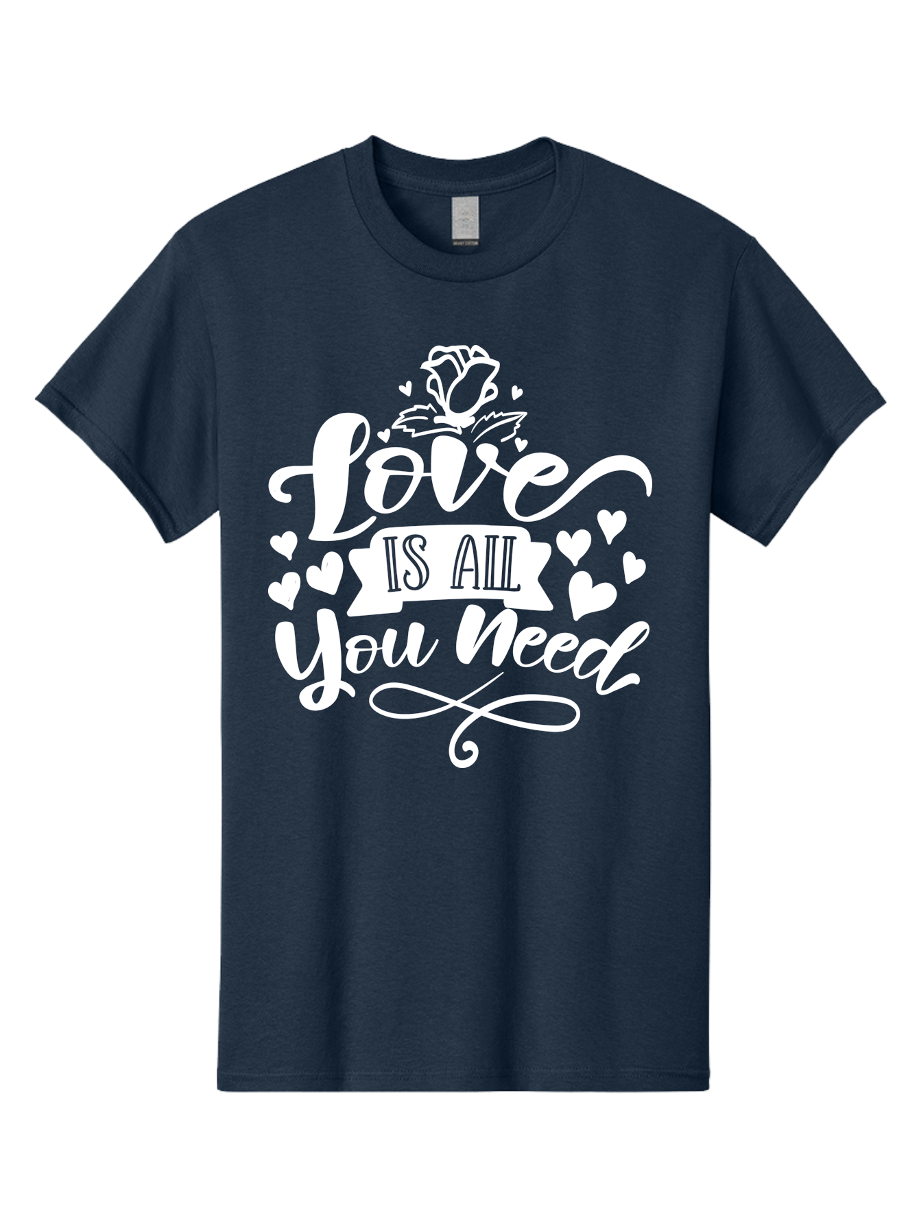 Love Is All You Need White Men'S Graphic Tee, 100% Cotton, Comfortable Casual Summer Wear, Machine Washable, Love Quote, Inspirational Quote, Motivational Quote, Typography, Hearts, Roses, Love Is All You Need, Inspirational Message, Aae468 5