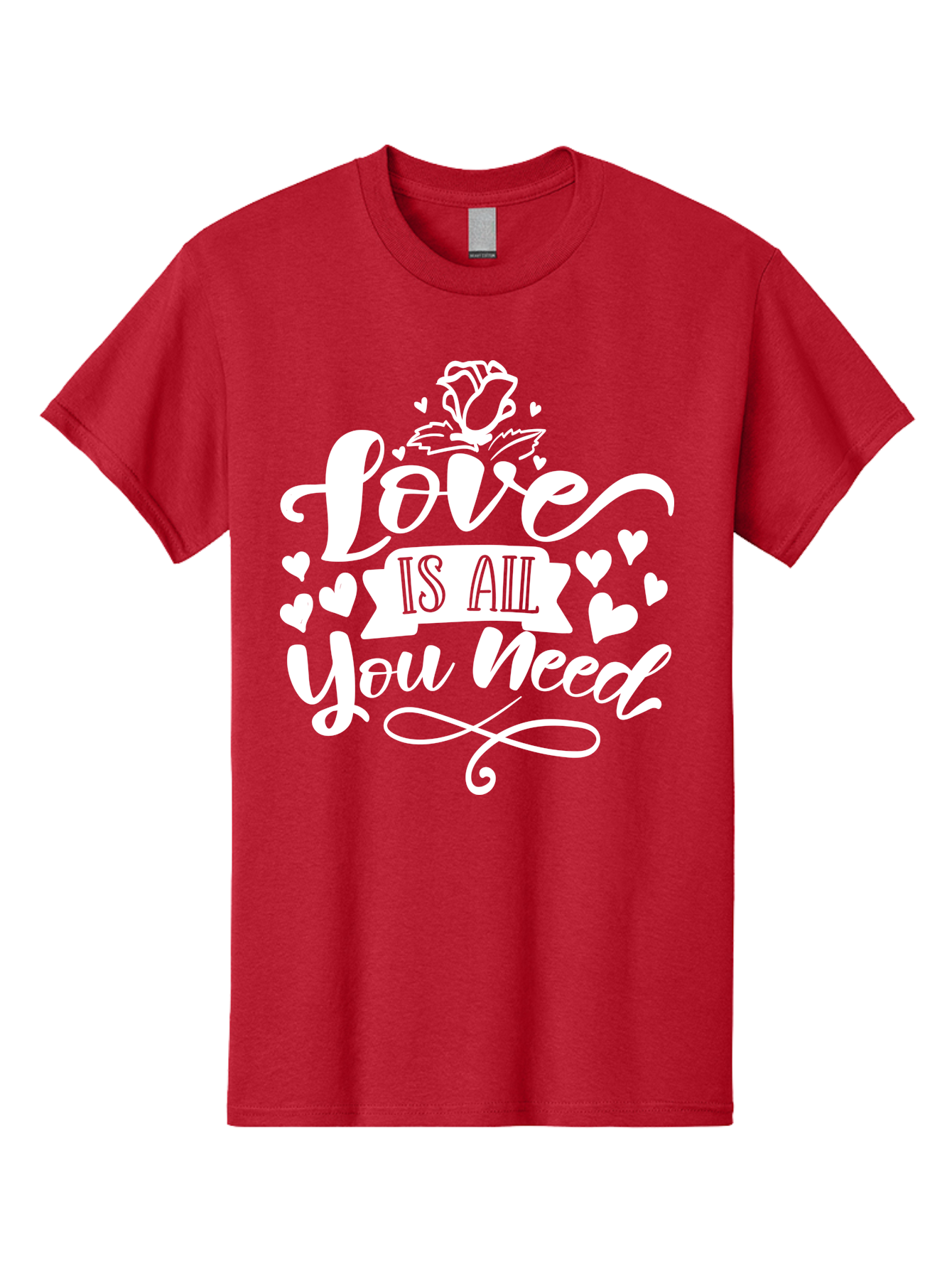 Love Is All You Need White Men'S Graphic Tee, 100% Cotton, Comfortable Casual Summer Wear, Machine Washable, Love Quote, Inspirational Quote, Motivational Quote, Typography, Hearts, Roses, Love Is All You Need, Inspirational Message, Aae468 3