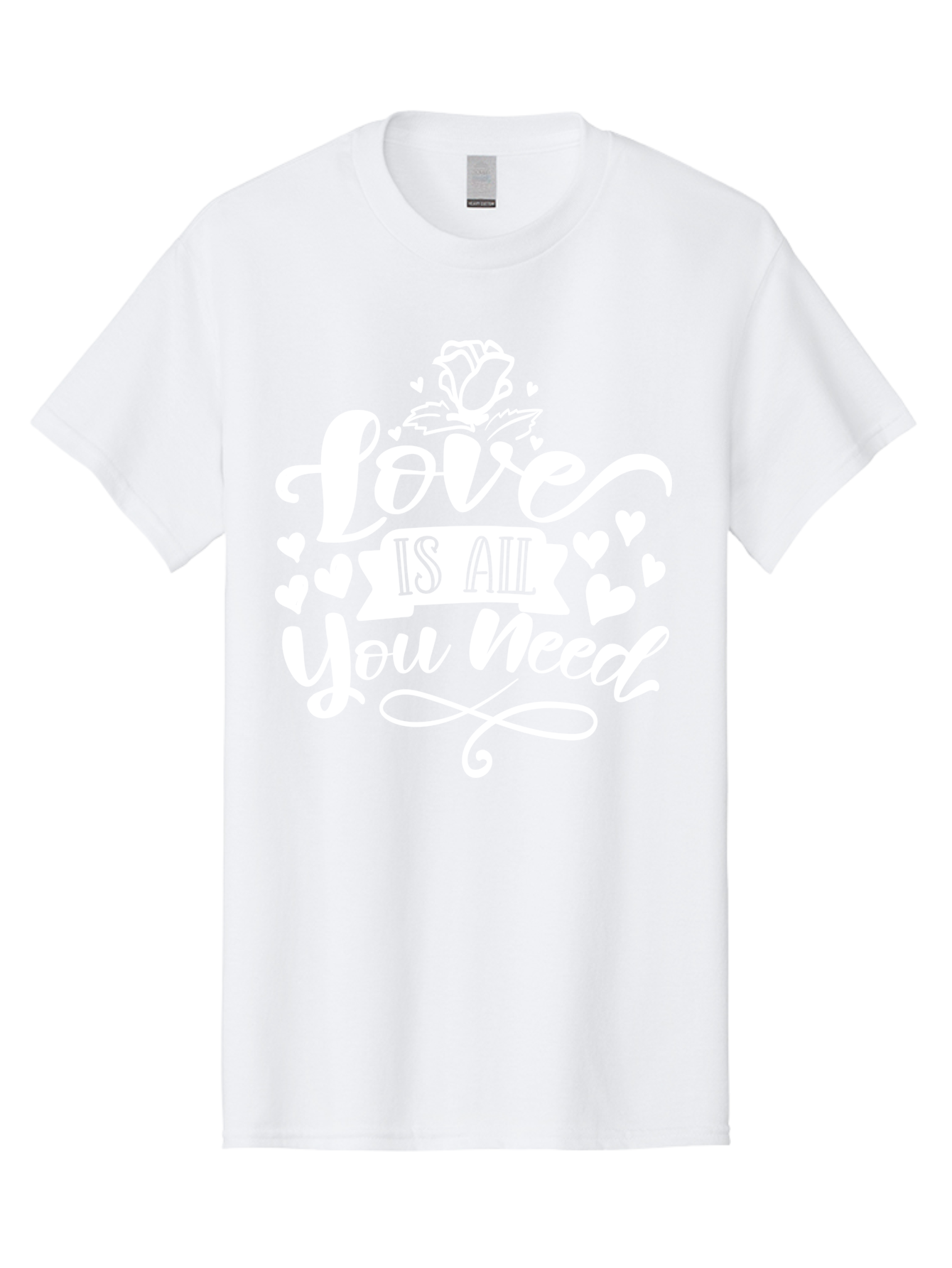Love Is All You Need White Men'S Graphic Tee, 100% Cotton, Comfortable Casual Summer Wear, Machine Washable, Love Quote, Inspirational Quote, Motivational Quote, Typography, Hearts, Roses, Love Is All You Need, Inspirational Message, Aae468 9