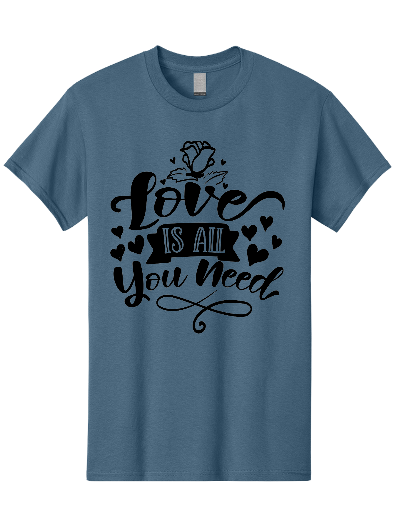 Love Is All You Need Men'S Graphic Tee, 100% Cotton, Comfortable Casual Summer Wear, Machine Washable, Love Quote, Heartwarming Message, Inspirational Phrase, Typography Art, Rose Illustration, Hearts, Love Is All You Need, Motivational Quote, Aae469 29