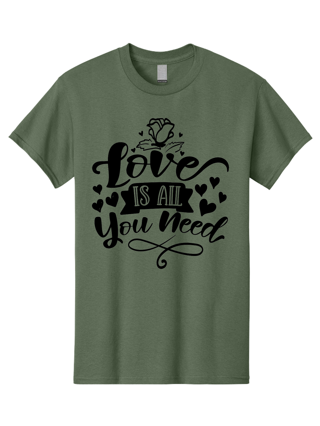 Love Is All You Need Men'S Graphic Tee, 100% Cotton, Comfortable Casual Summer Wear, Machine Washable, Love Quote, Heartwarming Message, Inspirational Phrase, Typography Art, Rose Illustration, Hearts, Love Is All You Need, Motivational Quote, Aae469 19