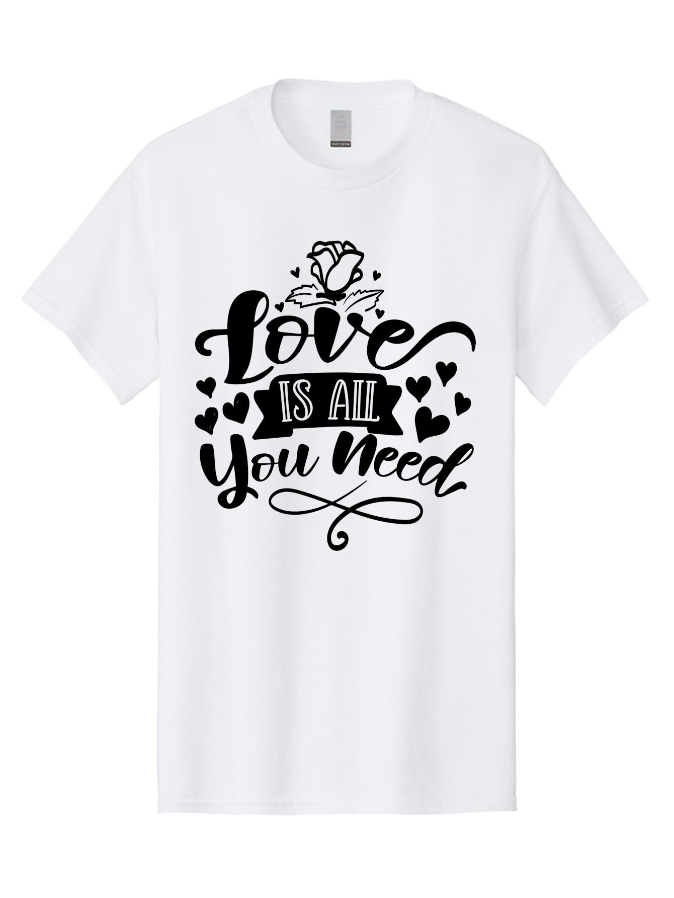 Love Is All You Need Men'S Graphic Tee, 100% Cotton, Comfortable Casual Summer Wear, Machine Washable, Love Quote, Heartwarming Message, Inspirational Phrase, Typography Art, Rose Illustration, Hearts, Love Is All You Need, Motivational Quote, Aae469 17