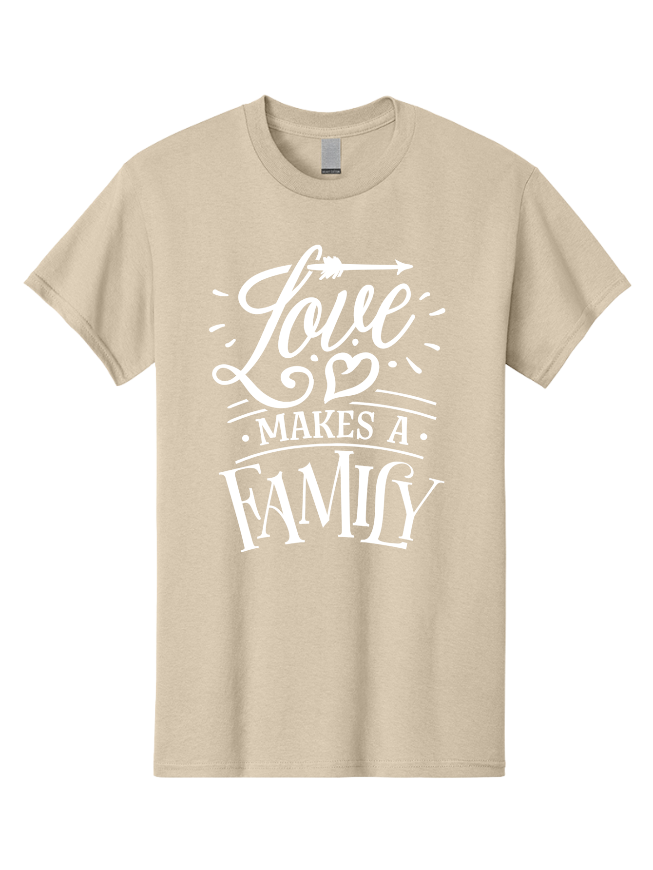 Love Makes A Family - White Men'S Graphic Tee, 100% Cotton, Comfortable Casual Summer Wear, Machine Washable, Love Makes Family, Family Love, Heartwarming Quote, Inspirational Quote, Family Bonding, Love Is Everything, Typography Art, Aae472 23