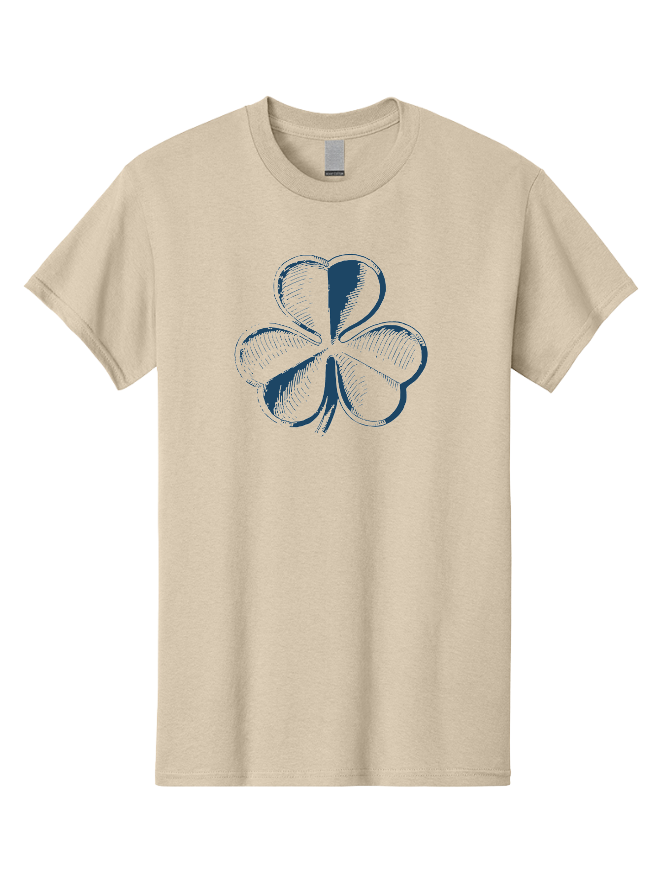 Lucky-Leaf Men'S Graphic Tee, 100% Cotton, Comfortable Casual Summer Wear, Machine Washable, Four Leaf Clover, Good Luck Charm, Irish Heritage, St. Patrick'S Day Symbol, Rare Leaf, Sketch Art, Blue Illustration, Heart-Shaped Leaves Aae477 17