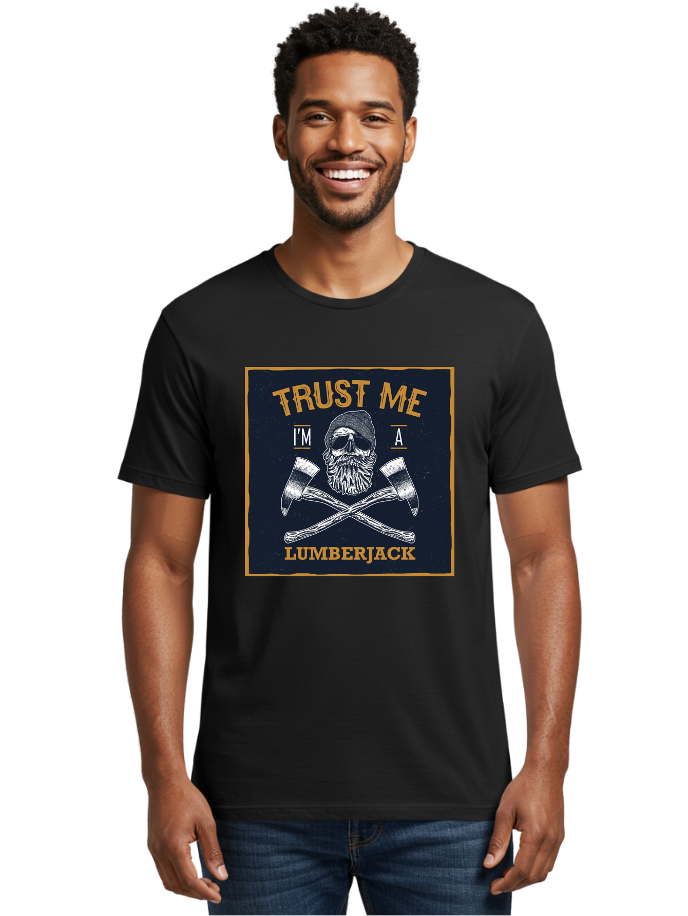 Lumberjack Skull 1 Men'S Graphic Tee, 100% Cotton, Comfortable Casual Summer Wear, Machine Washable, Lumberjack Graphic, Bearded Skull, Crossed Axes, Forest Worker, Woodcutter Symbol, Rustic Design, Vintage Style, Logging Industry Aae478 14