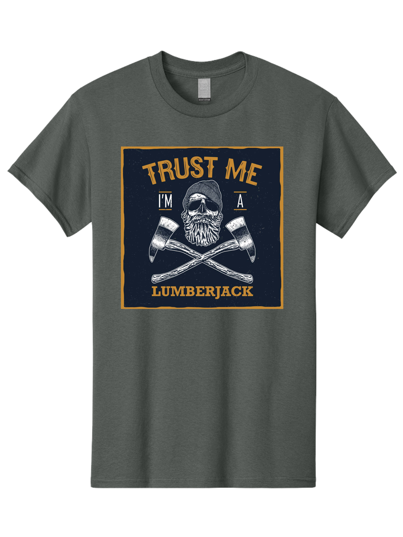 Lumberjack Skull 1 Men'S Graphic Tee, 100% Cotton, Comfortable Casual Summer Wear, Machine Washable, Lumberjack Graphic, Bearded Skull, Crossed Axes, Forest Worker, Woodcutter Symbol, Rustic Design, Vintage Style, Logging Industry Aae478 3
