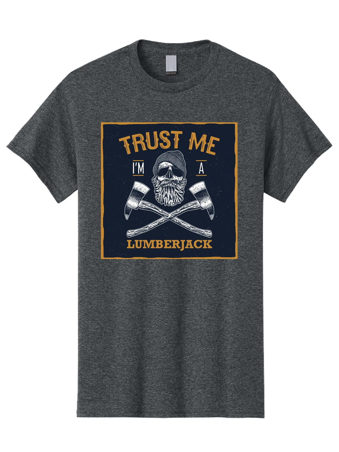 Lumberjack Skull 1 Men'S Graphic Tee, 100% Cotton, Comfortable Casual Summer Wear, Machine Washable, Lumberjack Graphic, Bearded Skull, Crossed Axes, Forest Worker, Woodcutter Symbol, Rustic Design, Vintage Style, Logging Industry Aae478 1