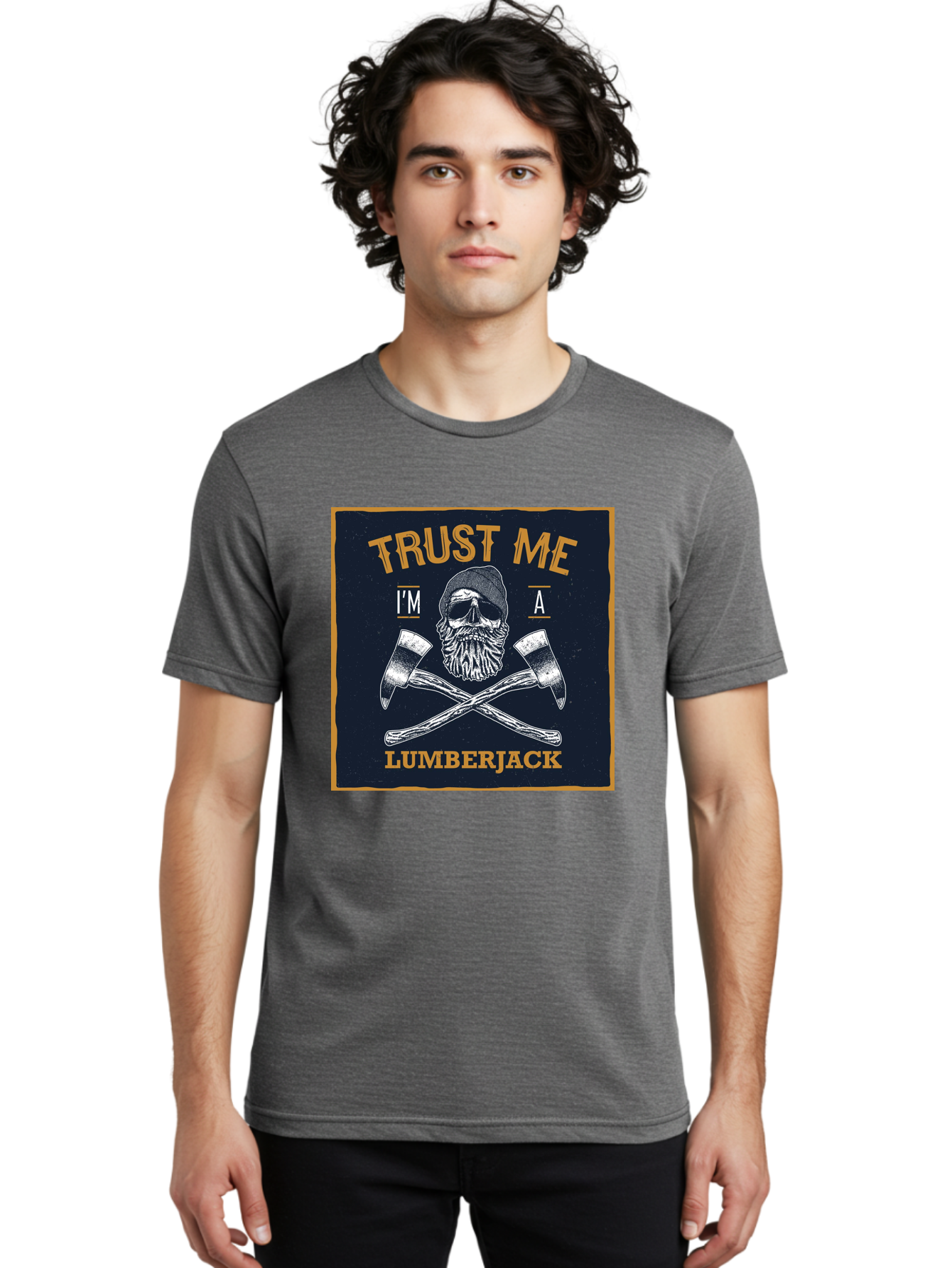 Lumberjack Skull 1 Men'S Graphic Tee, 100% Cotton, Comfortable Casual Summer Wear, Machine Washable, Lumberjack Graphic, Bearded Skull, Crossed Axes, Forest Worker, Woodcutter Symbol, Rustic Design, Vintage Style, Logging Industry Aae478 18