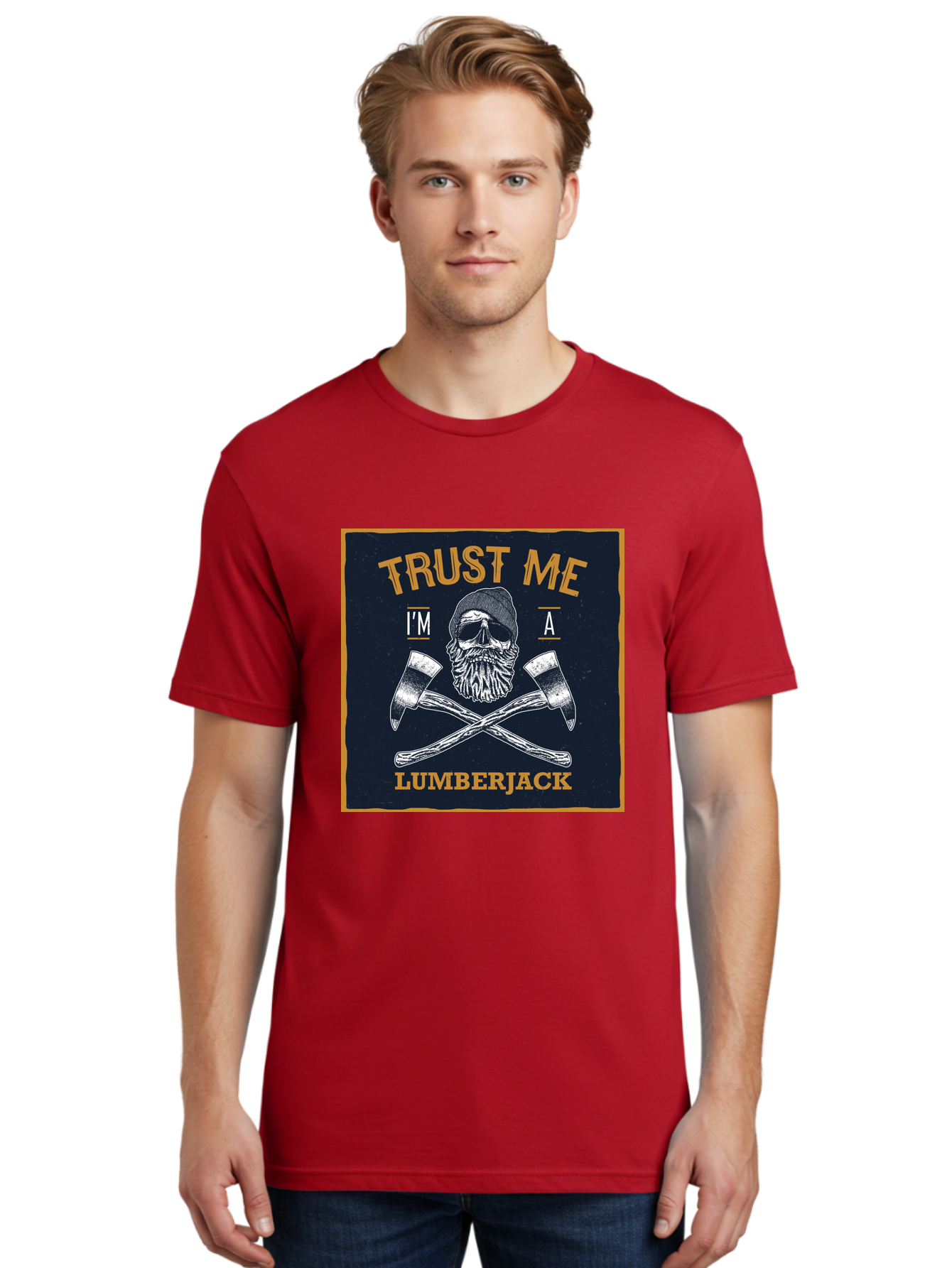 Lumberjack Skull 1 Men'S Graphic Tee, 100% Cotton, Comfortable Casual Summer Wear, Machine Washable, Lumberjack Graphic, Bearded Skull, Crossed Axes, Forest Worker, Woodcutter Symbol, Rustic Design, Vintage Style, Logging Industry Aae478 8