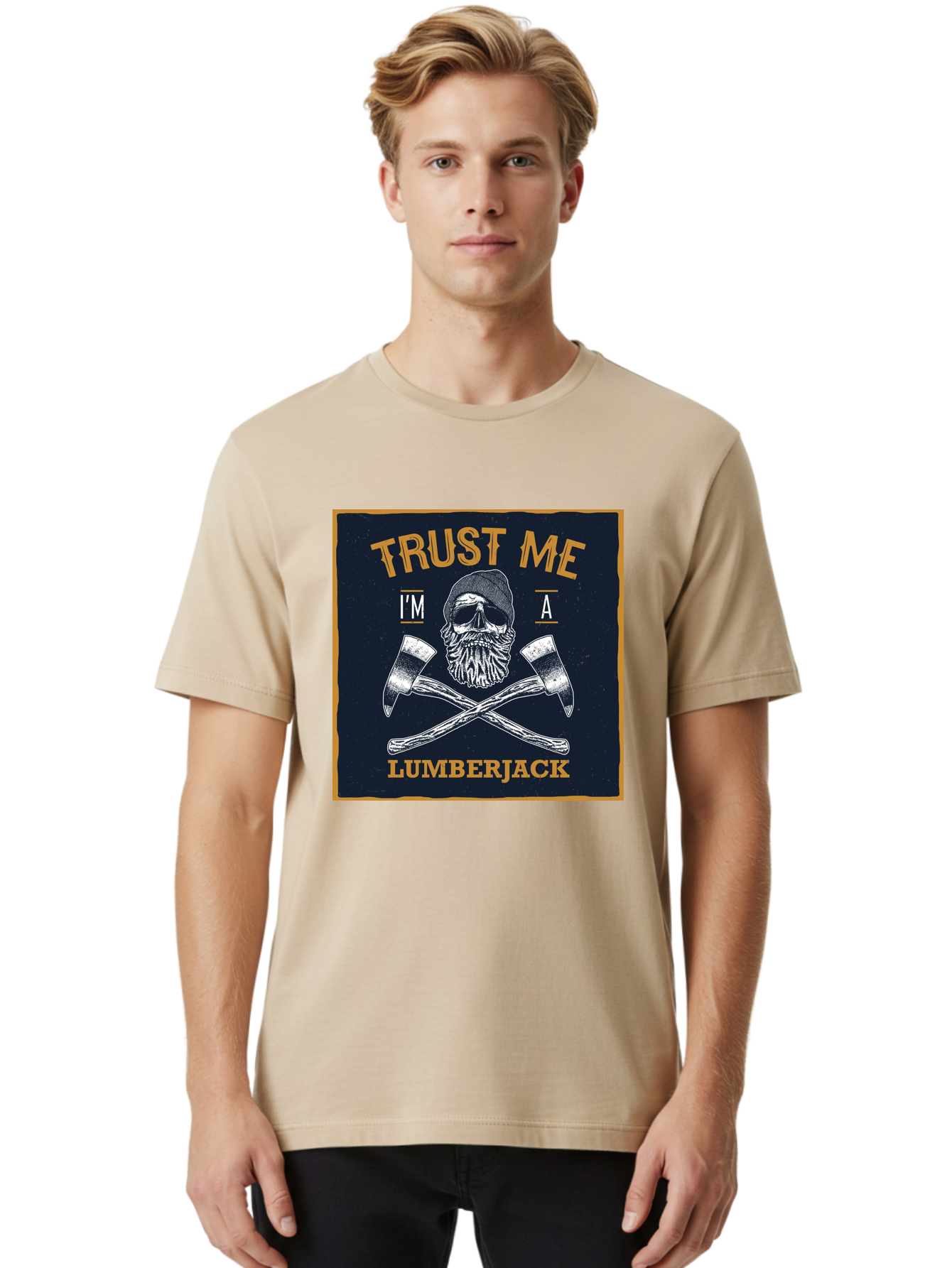 Lumberjack Skull 1 Men'S Graphic Tee, 100% Cotton, Comfortable Casual Summer Wear, Machine Washable, Lumberjack Graphic, Bearded Skull, Crossed Axes, Forest Worker, Woodcutter Symbol, Rustic Design, Vintage Style, Logging Industry Aae478 30