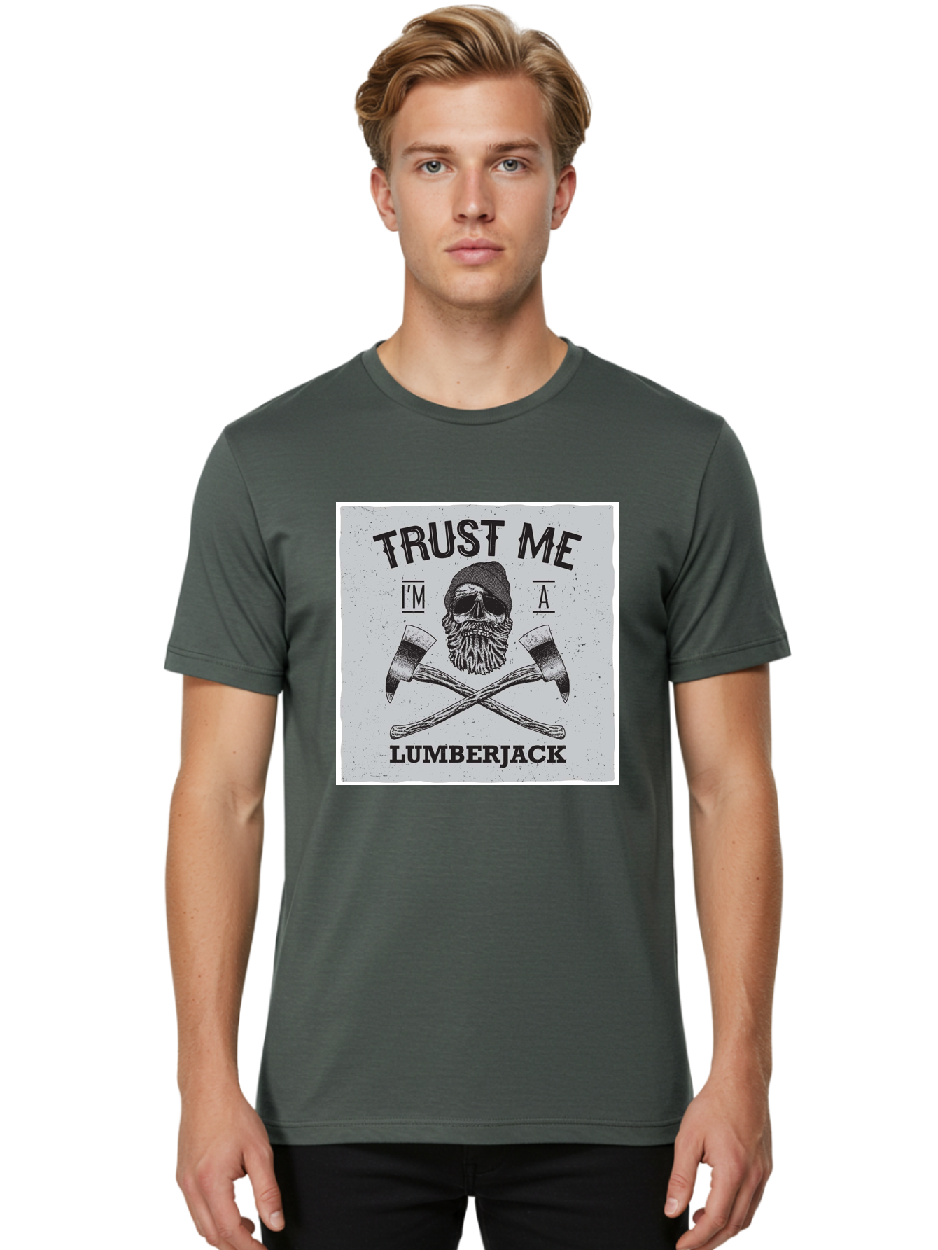 Lumberjack Skull 2 Men'S Graphic Tee, 100% Cotton, Comfortable Casual Summer Wear, Machine Washable, Skull With Beard, Lumberjack Illustration, Crossed Axes, Vintage Graphics, Dark Art, Skull Art, Axe Illustration, Timber Industry, Aae479 24