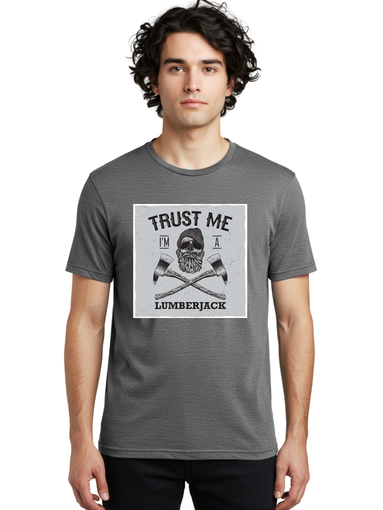 Lumberjack Skull 2 Men'S Graphic Tee, 100% Cotton, Comfortable Casual Summer Wear, Machine Washable, Skull With Beard, Lumberjack Illustration, Crossed Axes, Vintage Graphics, Dark Art, Skull Art, Axe Illustration, Timber Industry, Aae479 4