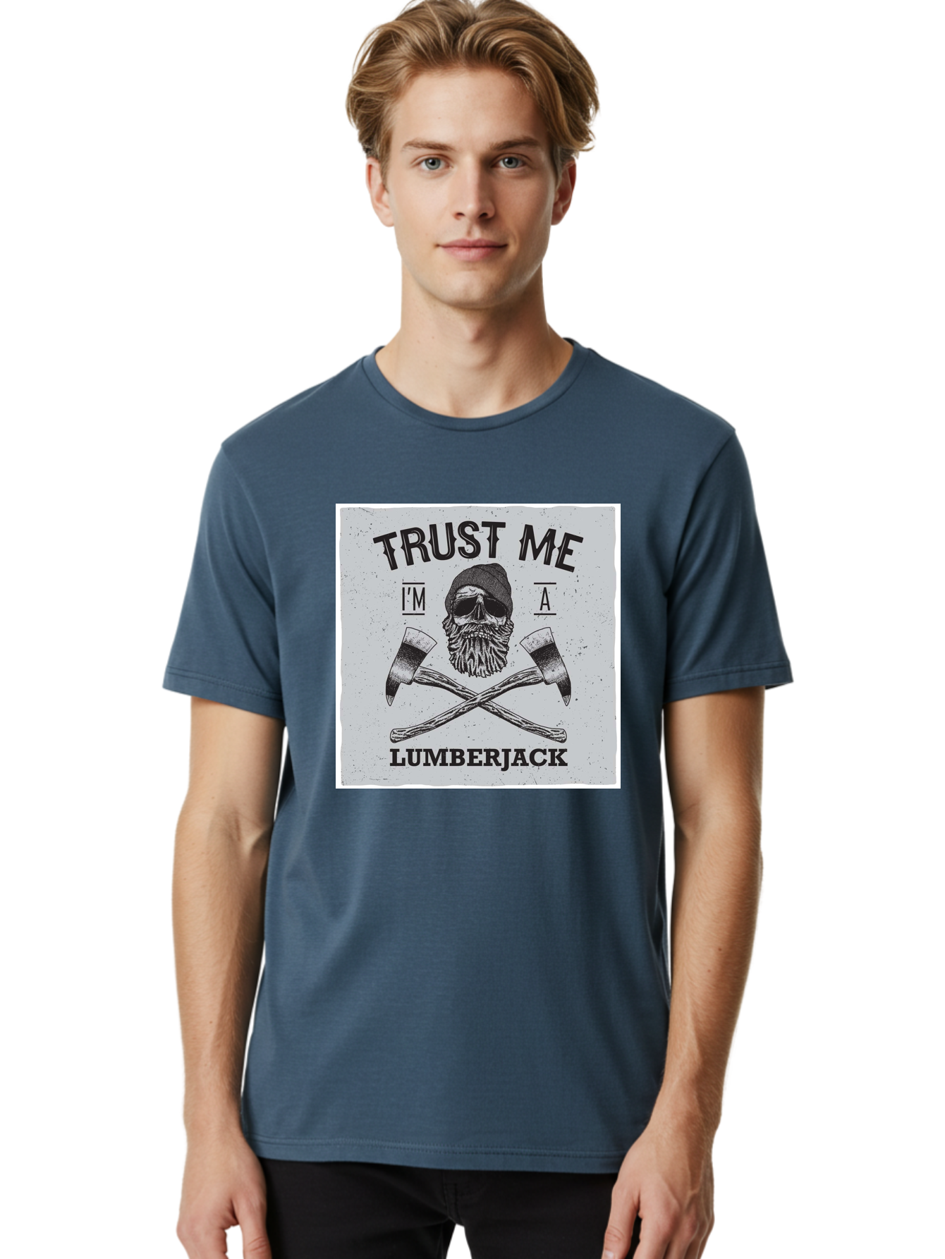 Lumberjack Skull 2 Men'S Graphic Tee, 100% Cotton, Comfortable Casual Summer Wear, Machine Washable, Skull With Beard, Lumberjack Illustration, Crossed Axes, Vintage Graphics, Dark Art, Skull Art, Axe Illustration, Timber Industry, Aae479 26
