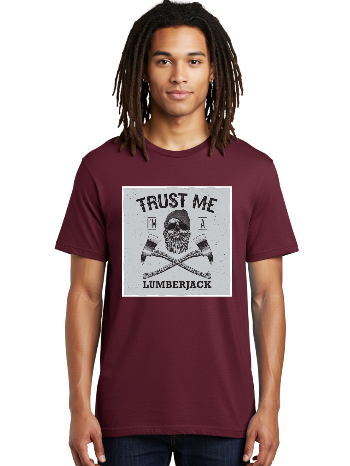 Lumberjack Skull 2 Men'S Graphic Tee, 100% Cotton, Comfortable Casual Summer Wear, Machine Washable, Skull With Beard, Lumberjack Illustration, Crossed Axes, Vintage Graphics, Dark Art, Skull Art, Axe Illustration, Timber Industry, Aae479 6