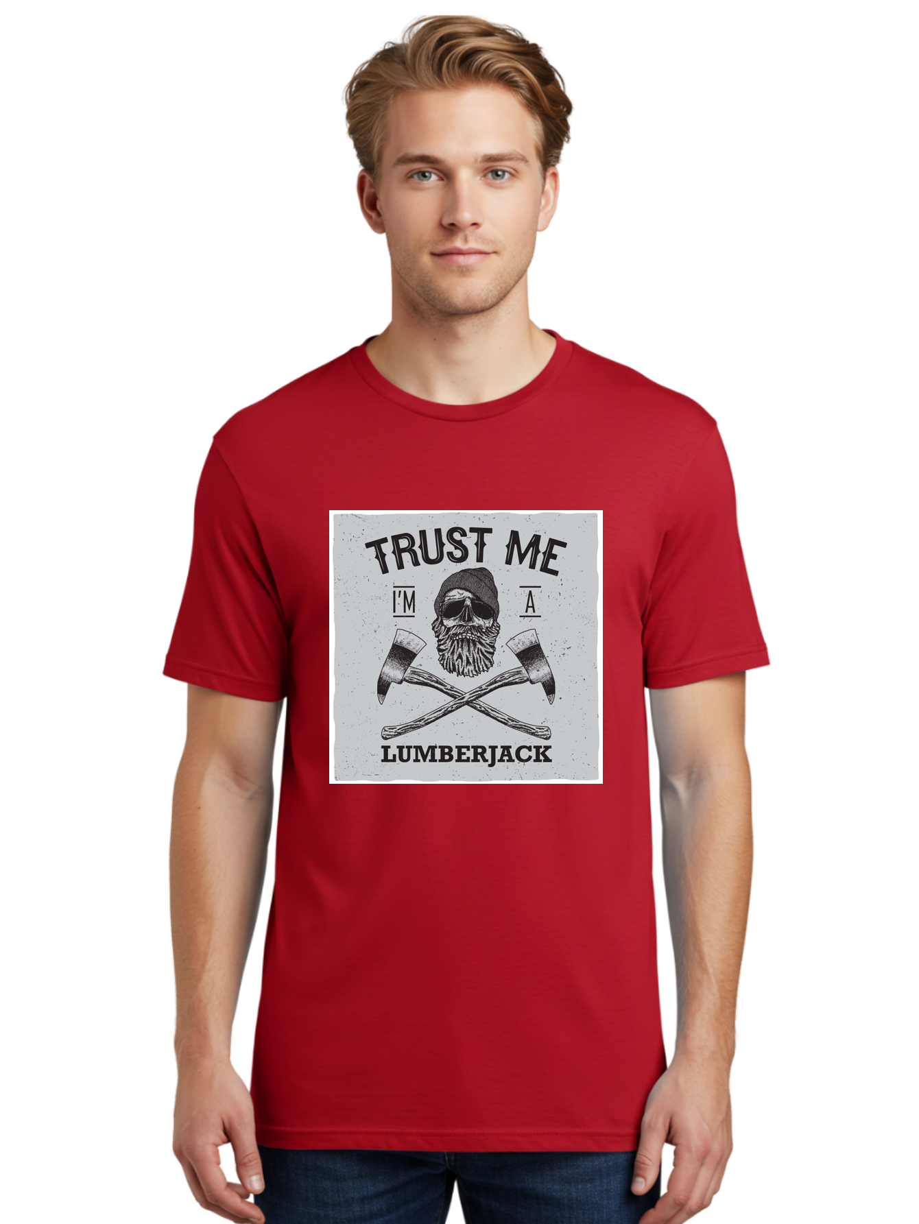 Lumberjack Skull 2 Men'S Graphic Tee, 100% Cotton, Comfortable Casual Summer Wear, Machine Washable, Skull With Beard, Lumberjack Illustration, Crossed Axes, Vintage Graphics, Dark Art, Skull Art, Axe Illustration, Timber Industry, Aae479 18