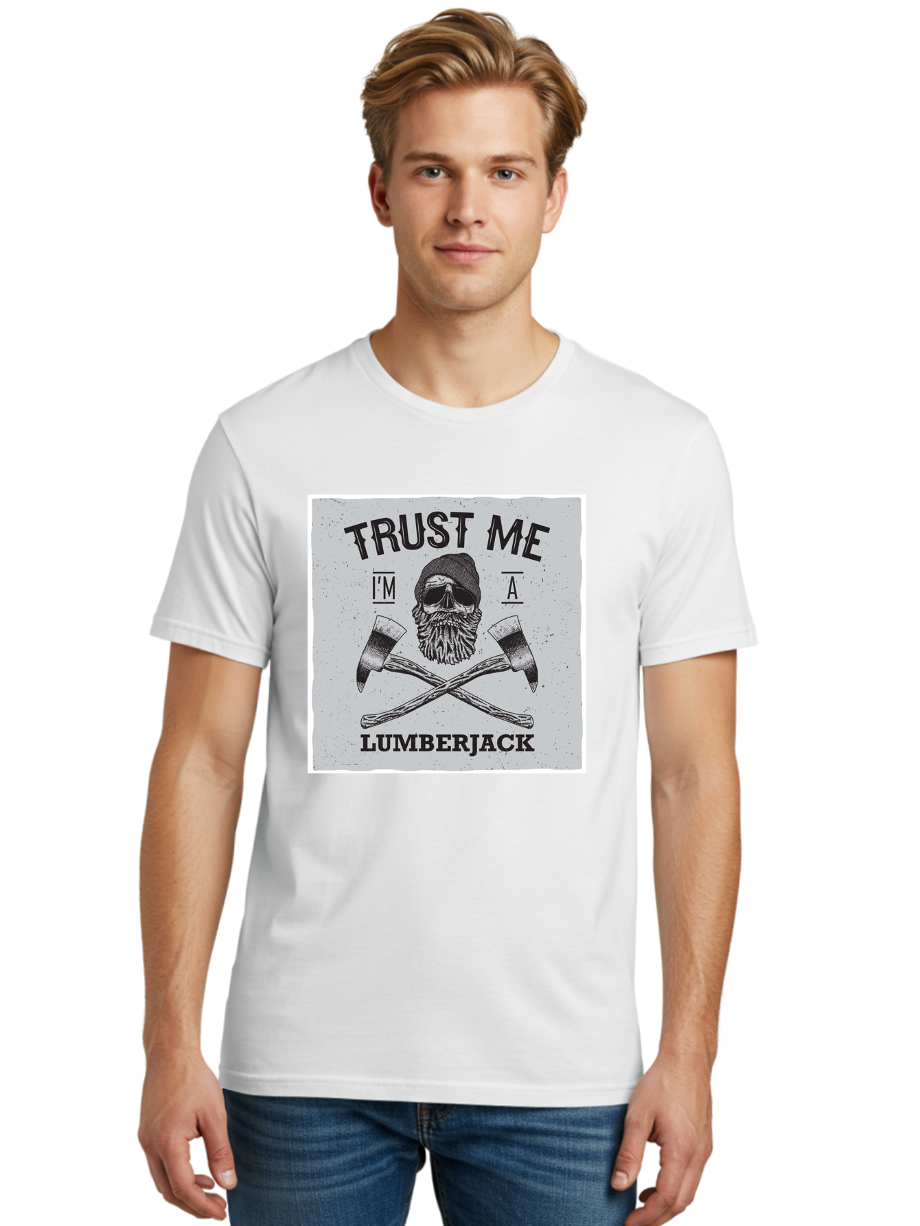Lumberjack Skull 2 Men'S Graphic Tee, 100% Cotton, Comfortable Casual Summer Wear, Machine Washable, Skull With Beard, Lumberjack Illustration, Crossed Axes, Vintage Graphics, Dark Art, Skull Art, Axe Illustration, Timber Industry, Aae479 28