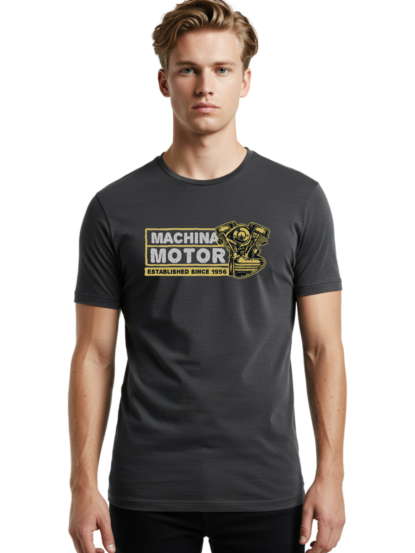 Machina Motor Men'S Graphic Tee, 100% Cotton, Comfortable Casual Summer Wear, Machine Washable, Vintage Engine, Motor Machinery, Classic Automobile Parts, Established Since 1956, Motor Vehicle Engine, Mechanical Components, Vintage Car Parts, Aae483 28