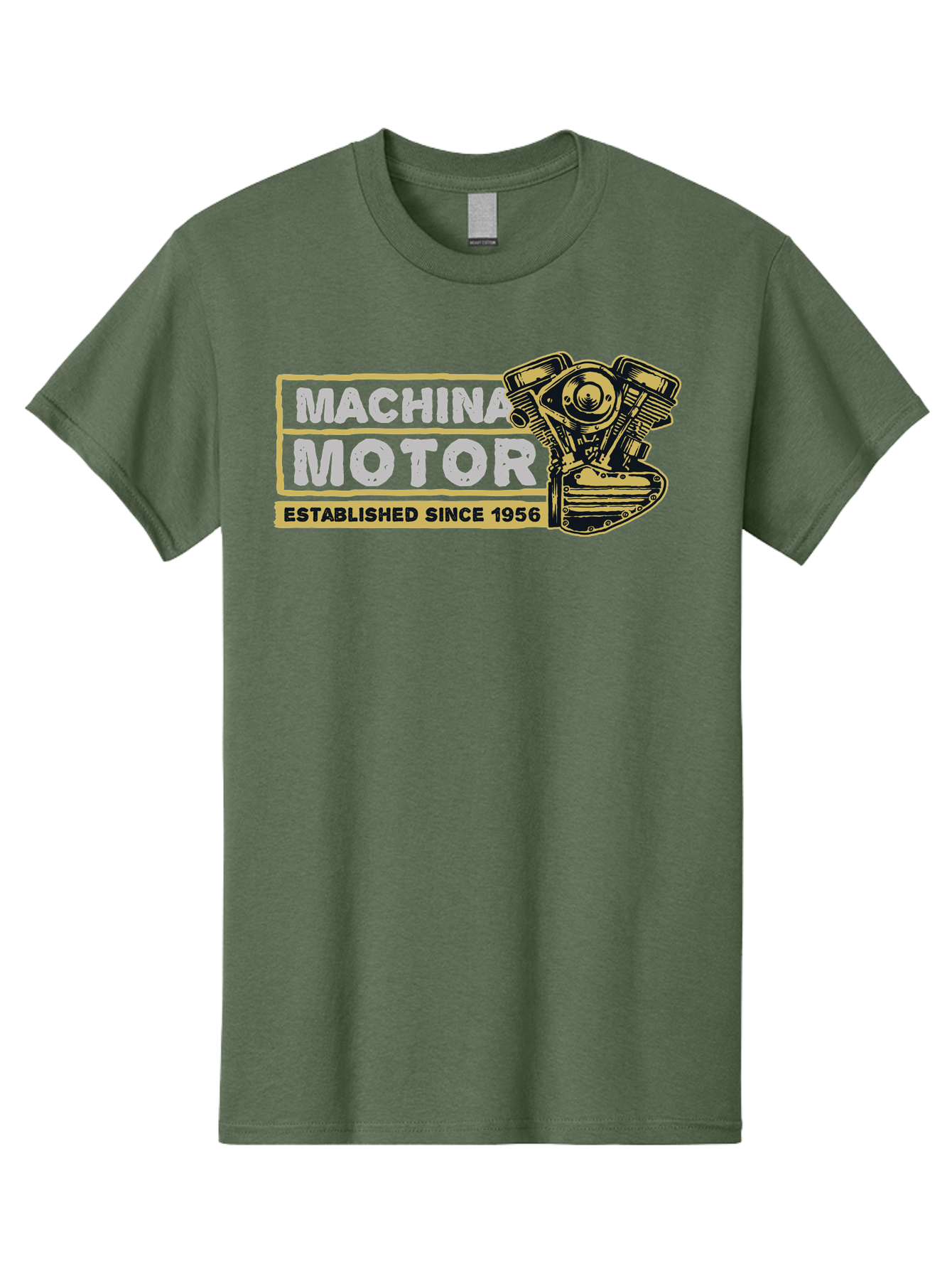 Machina Motor Men'S Graphic Tee, 100% Cotton, Comfortable Casual Summer Wear, Machine Washable, Vintage Engine, Motor Machinery, Classic Automobile Parts, Established Since 1956, Motor Vehicle Engine, Mechanical Components, Vintage Car Parts, Aae483 21