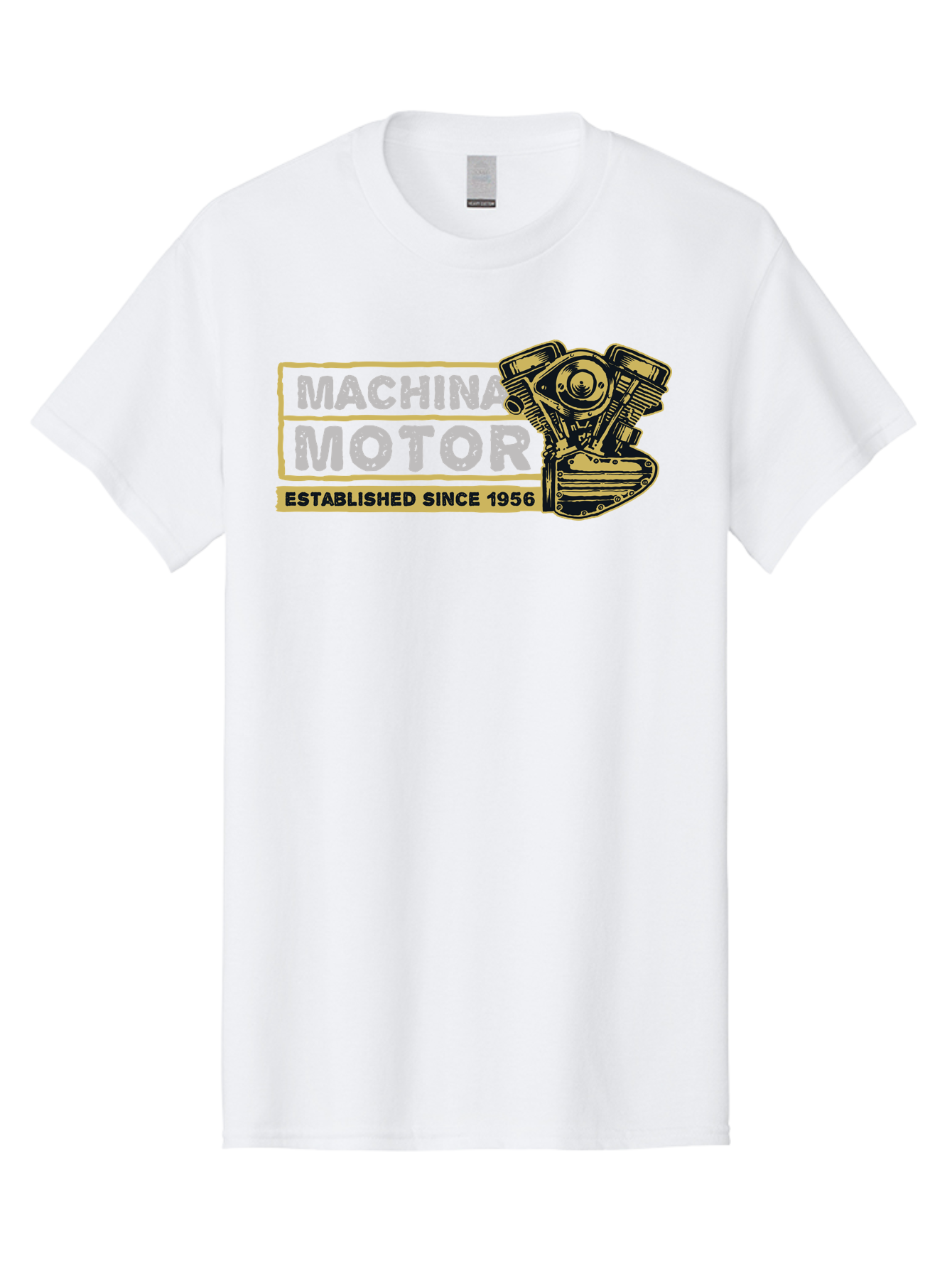 Machina Motor Men'S Graphic Tee, 100% Cotton, Comfortable Casual Summer Wear, Machine Washable, Vintage Engine, Motor Machinery, Classic Automobile Parts, Established Since 1956, Motor Vehicle Engine, Mechanical Components, Vintage Car Parts, Aae483 5
