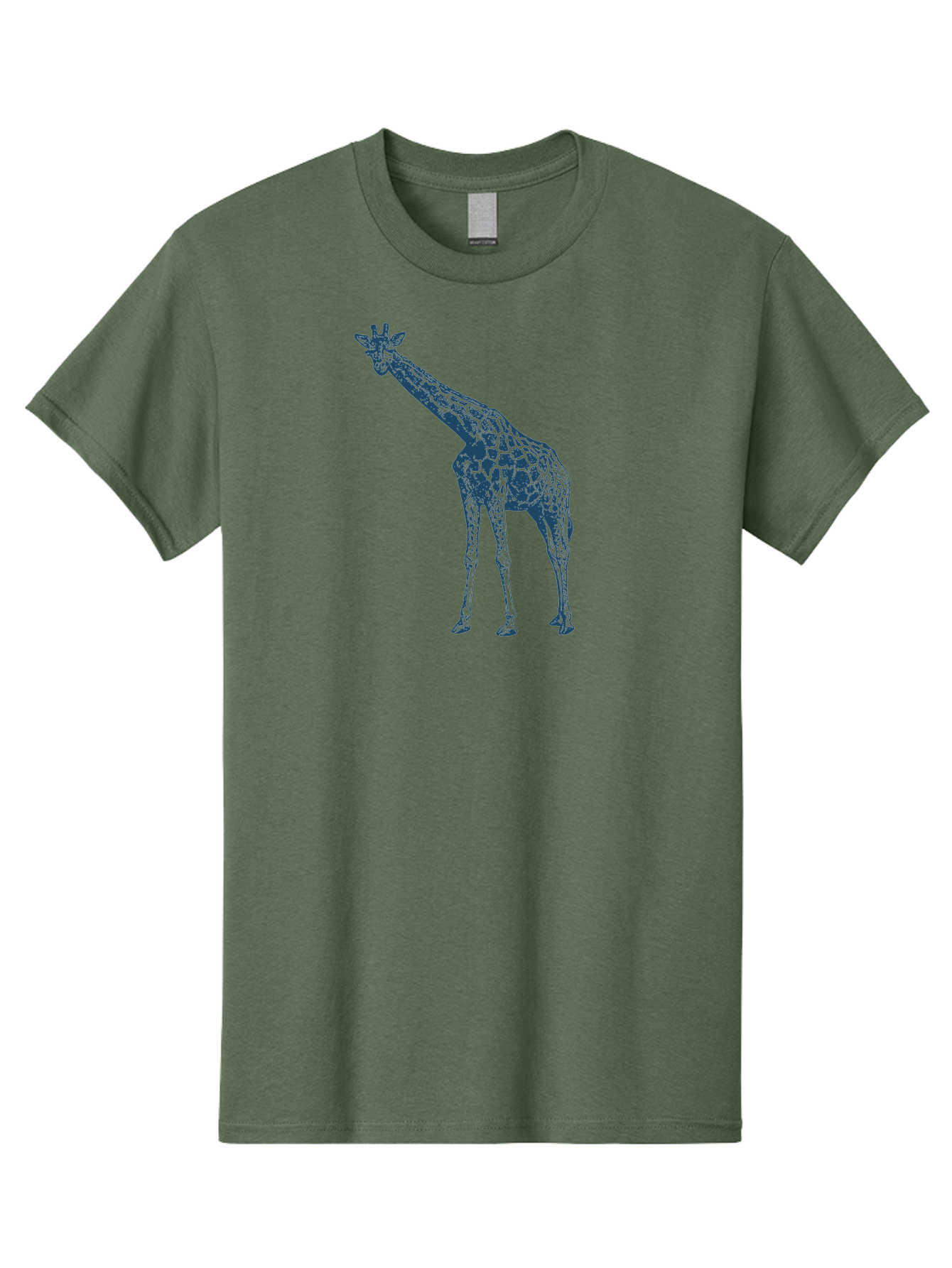 Majestic Giraffe Men'S Graphic Tee, 100% Cotton, Comfortable Casual Summer Wear, Machine Washable, Giraffe Illustration, Wild Animal, Spotted Fur, Tall Mammal, Wildlife Art, Pop Art Style, Blue And Green Graphic, Animal Design Aae485 23