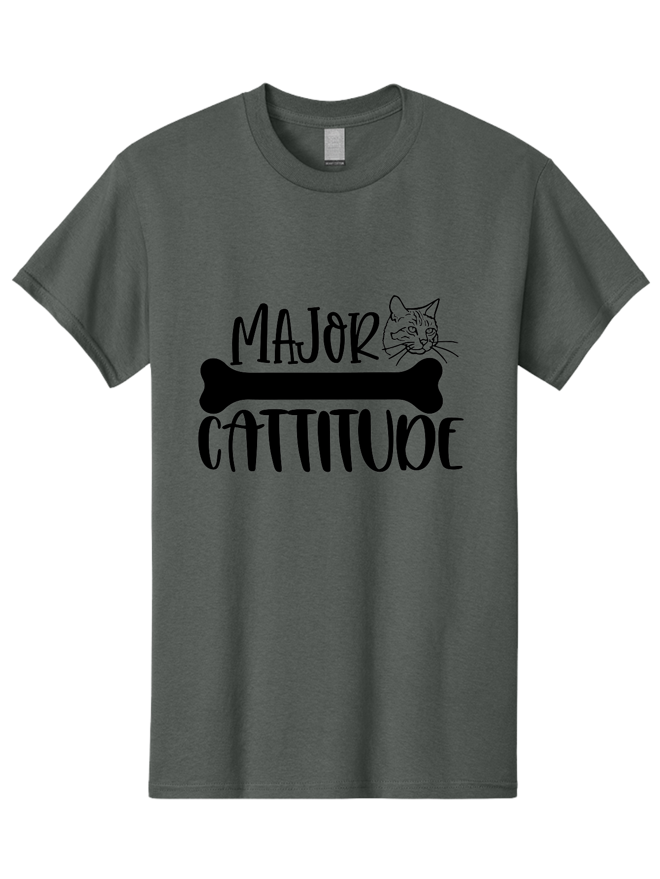 Major Cattitude Men'S Graphic Tee, 100% Cotton, Comfortable Casual Summer Wear, Machine Washable, Fun Cat Design, Cat Attitude, Cat Lover Gift, Funny Cat Quote, Cat Phrase, Dog Bone Illustration, Cat Face, Quirky Humor, Cat Personality Aae486 27