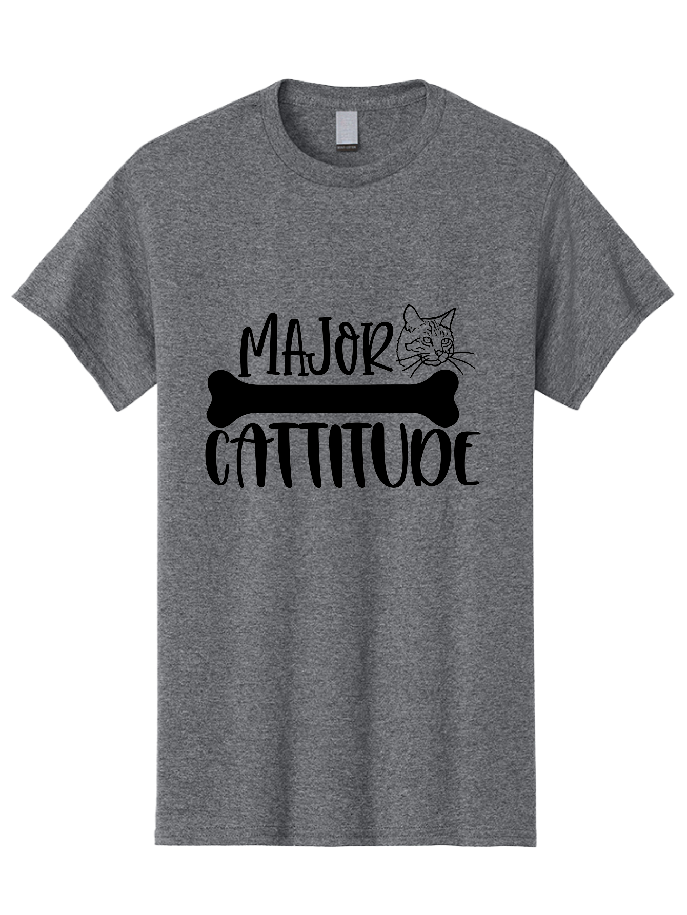 Major Cattitude Men'S Graphic Tee, 100% Cotton, Comfortable Casual Summer Wear, Machine Washable, Fun Cat Design, Cat Attitude, Cat Lover Gift, Funny Cat Quote, Cat Phrase, Dog Bone Illustration, Cat Face, Quirky Humor, Cat Personality Aae486 9