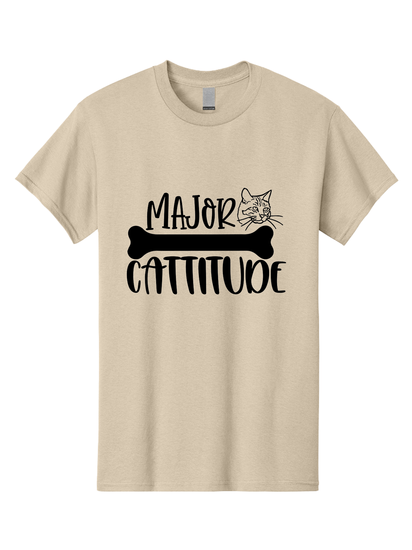 Major Cattitude Men'S Graphic Tee, 100% Cotton, Comfortable Casual Summer Wear, Machine Washable, Fun Cat Design, Cat Attitude, Cat Lover Gift, Funny Cat Quote, Cat Phrase, Dog Bone Illustration, Cat Face, Quirky Humor, Cat Personality Aae486 5