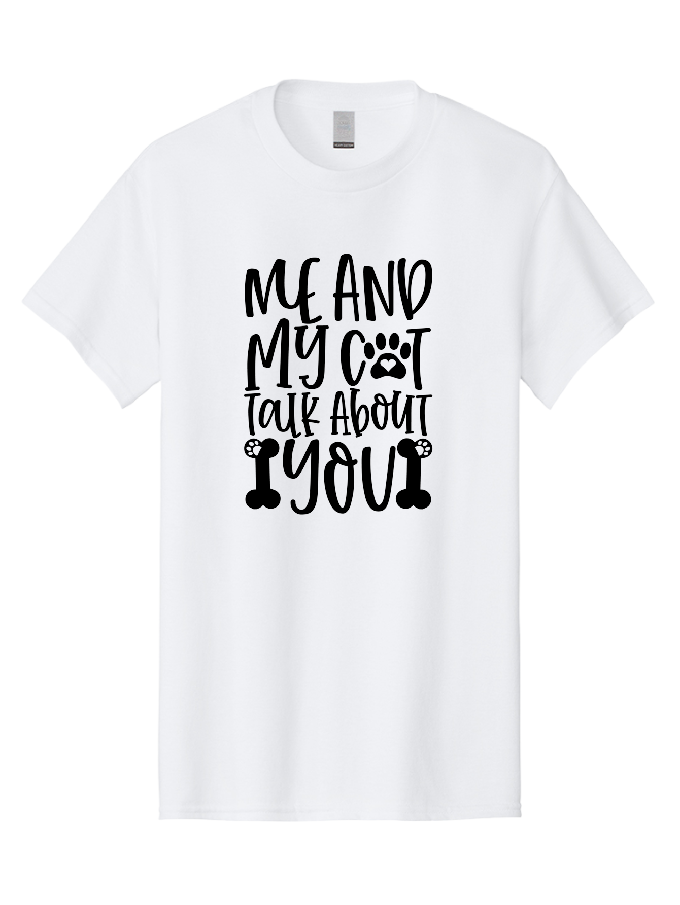 Me And My Cat Talk About You Men'S Graphic Tee, 100% Cotton, Comfortable Casual Summer Wear, Machine Washable, Funny Cat Quote, Cat Lovers, Humorous Saying, Cat Puns, Paw Print, Whimsical Design, Cat Mom, Cat Dad, Sassy Cat, Cat Quote Aae495 23