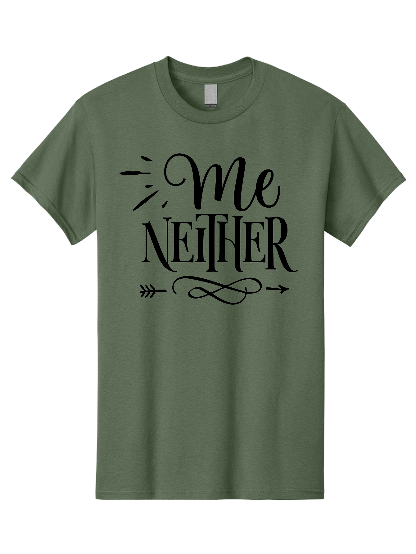 Me Neither Men'S Graphic Tee, 100% Cotton, Comfortable Casual Summer Wear, Machine Washable, Me Neither, Typography, Motivational Quote, Black Text, Arrow Design, Swirly Pattern, Elegant Font, Graphic Design Aae497 11