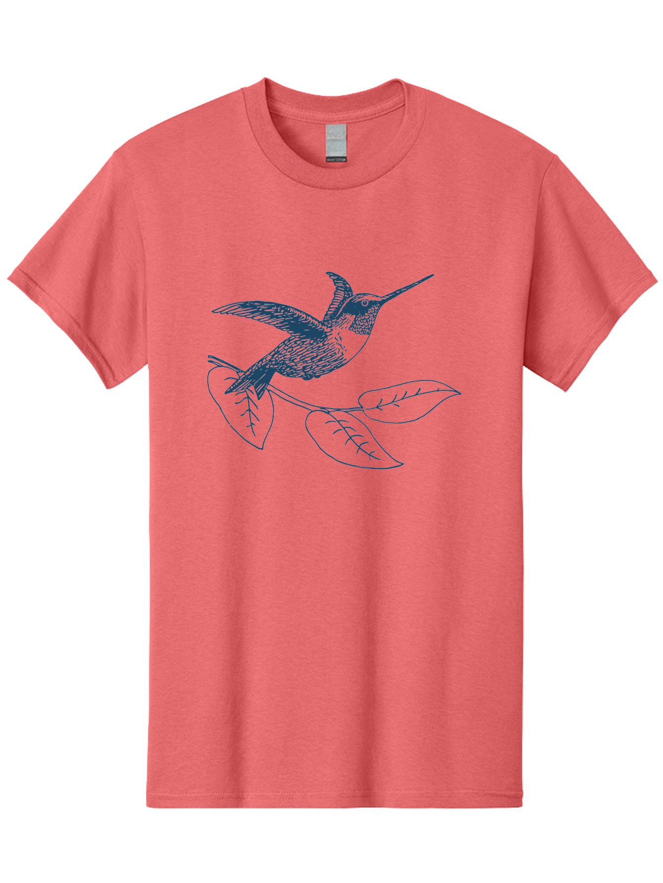 Midnight Colibri Men'S Graphic Tee, 100% Cotton, Comfortable Casual Summer Wear, Machine Washable, Hummingbird In Flight, Bird On Branch, Nature Illustration, Wildlife Art, Avian Design, Intricate Details, Simple Lines Aae502 25