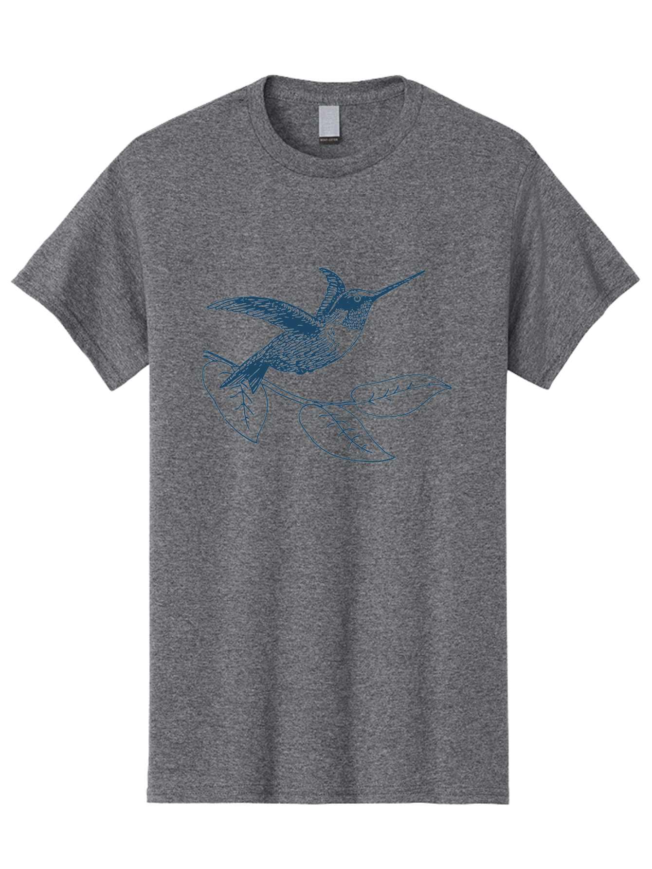 Midnight Colibri Men'S Graphic Tee, 100% Cotton, Comfortable Casual Summer Wear, Machine Washable, Hummingbird In Flight, Bird On Branch, Nature Illustration, Wildlife Art, Avian Design, Intricate Details, Simple Lines Aae502 23