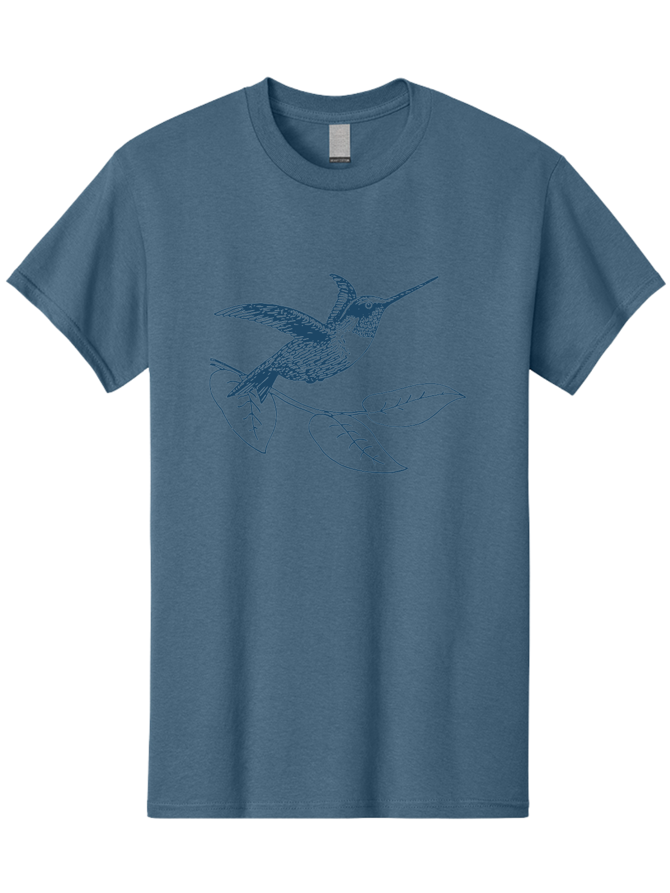 Midnight Colibri Men'S Graphic Tee, 100% Cotton, Comfortable Casual Summer Wear, Machine Washable, Hummingbird In Flight, Bird On Branch, Nature Illustration, Wildlife Art, Avian Design, Intricate Details, Simple Lines Aae502 3