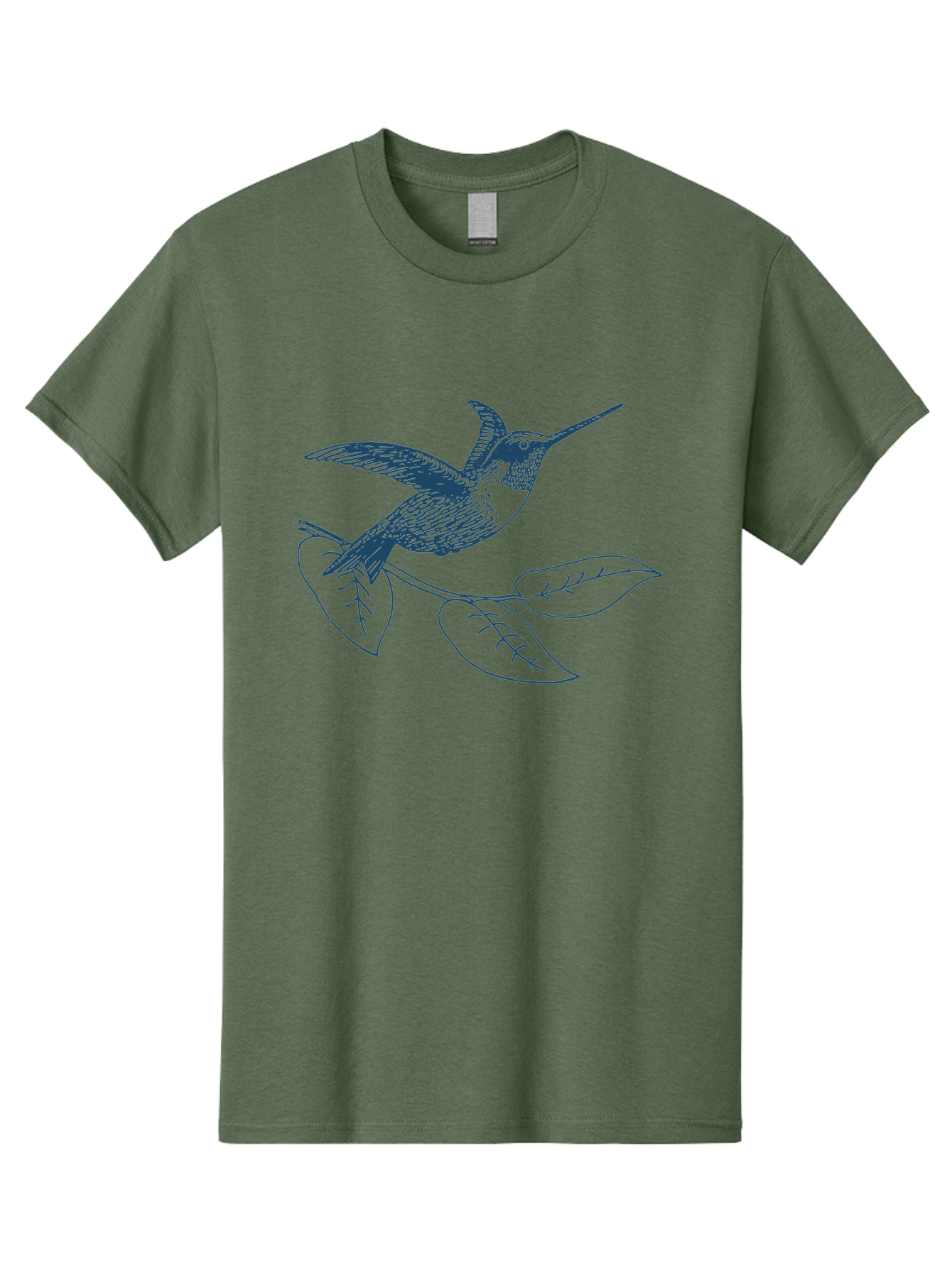Midnight Colibri Men'S Graphic Tee, 100% Cotton, Comfortable Casual Summer Wear, Machine Washable, Hummingbird In Flight, Bird On Branch, Nature Illustration, Wildlife Art, Avian Design, Intricate Details, Simple Lines Aae502 5