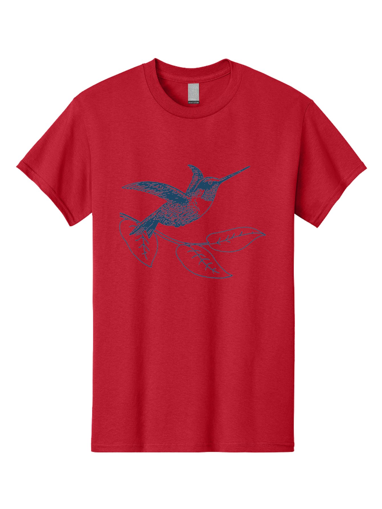 Midnight Colibri Men'S Graphic Tee, 100% Cotton, Comfortable Casual Summer Wear, Machine Washable, Hummingbird In Flight, Bird On Branch, Nature Illustration, Wildlife Art, Avian Design, Intricate Details, Simple Lines Aae502 1