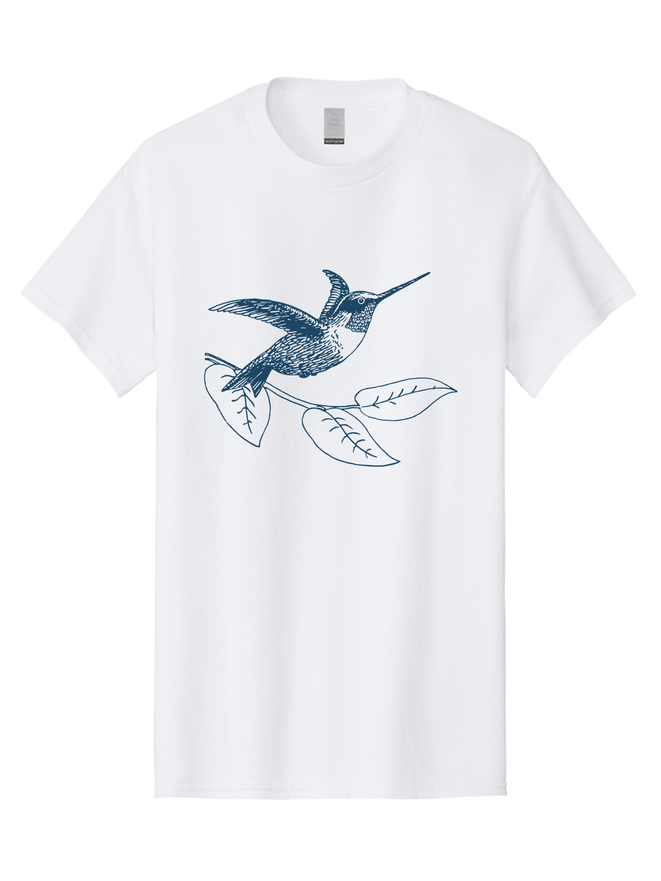 Midnight Colibri Men'S Graphic Tee, 100% Cotton, Comfortable Casual Summer Wear, Machine Washable, Hummingbird In Flight, Bird On Branch, Nature Illustration, Wildlife Art, Avian Design, Intricate Details, Simple Lines Aae502 13