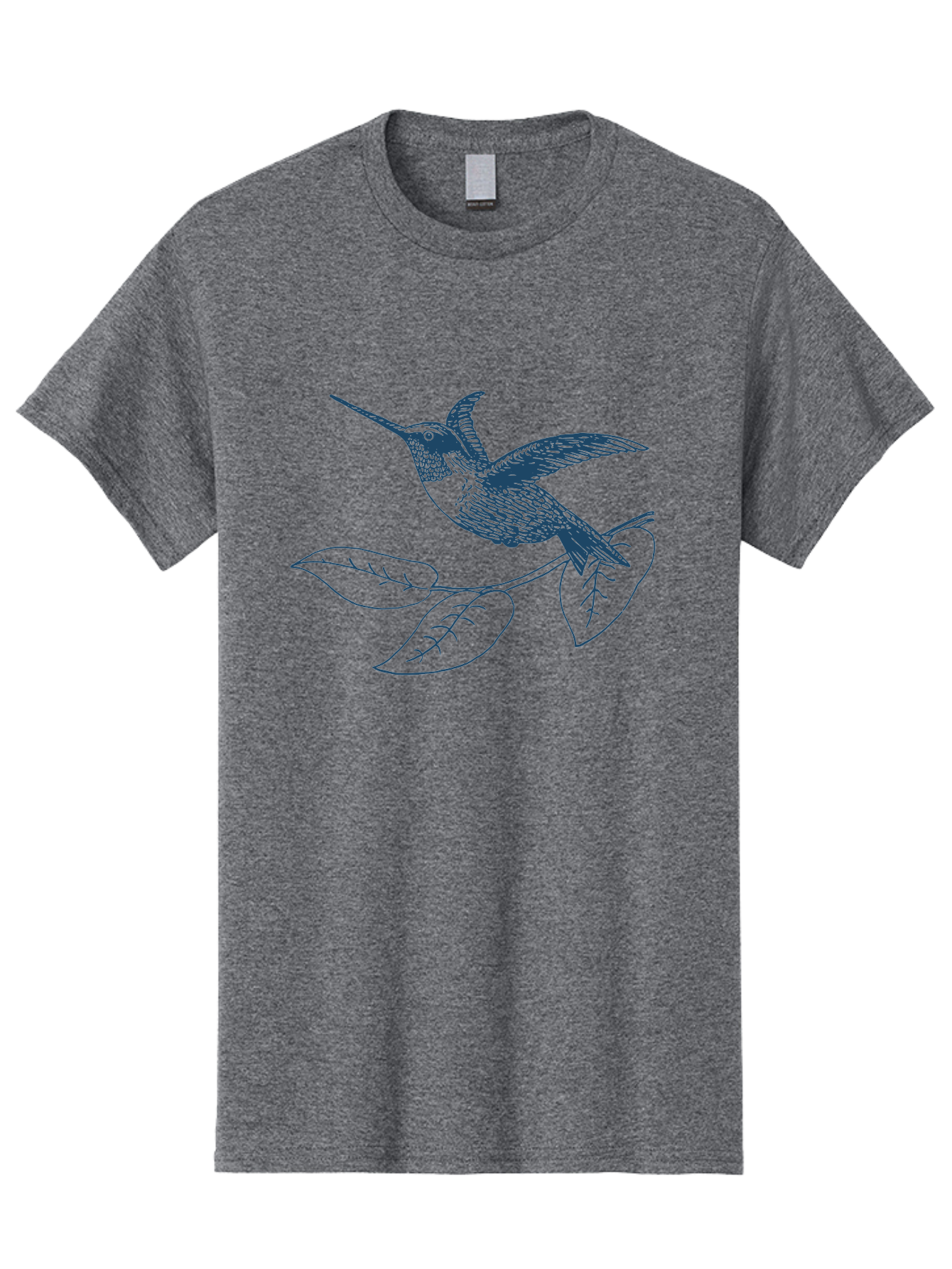 Midnight Colibri 2 Men'S Graphic Tee, 100% Cotton, Comfortable Casual Summer Wear, Machine Washable, Hummingbird Perched On Branch, Line Art, Minimalist Design, Simple Shapes, Bird In Flight, Leaves, Natural Elements, Illustration Art, Aae503 11