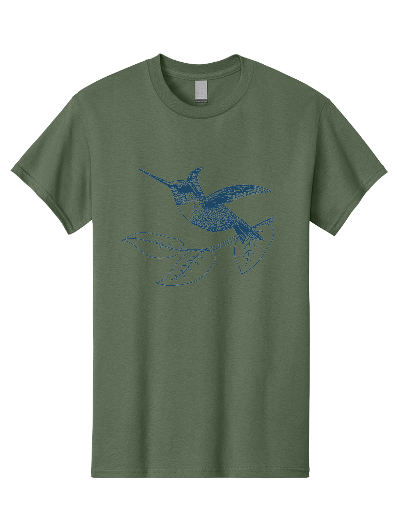 Midnight Colibri 2 Men'S Graphic Tee, 100% Cotton, Comfortable Casual Summer Wear, Machine Washable, Hummingbird Perched On Branch, Line Art, Minimalist Design, Simple Shapes, Bird In Flight, Leaves, Natural Elements, Illustration Art, Aae503 13