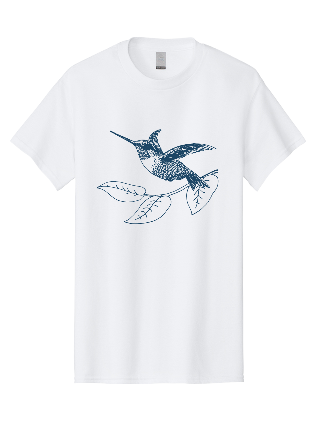 Midnight Colibri 2 Men'S Graphic Tee, 100% Cotton, Comfortable Casual Summer Wear, Machine Washable, Hummingbird Perched On Branch, Line Art, Minimalist Design, Simple Shapes, Bird In Flight, Leaves, Natural Elements, Illustration Art, Aae503 7
